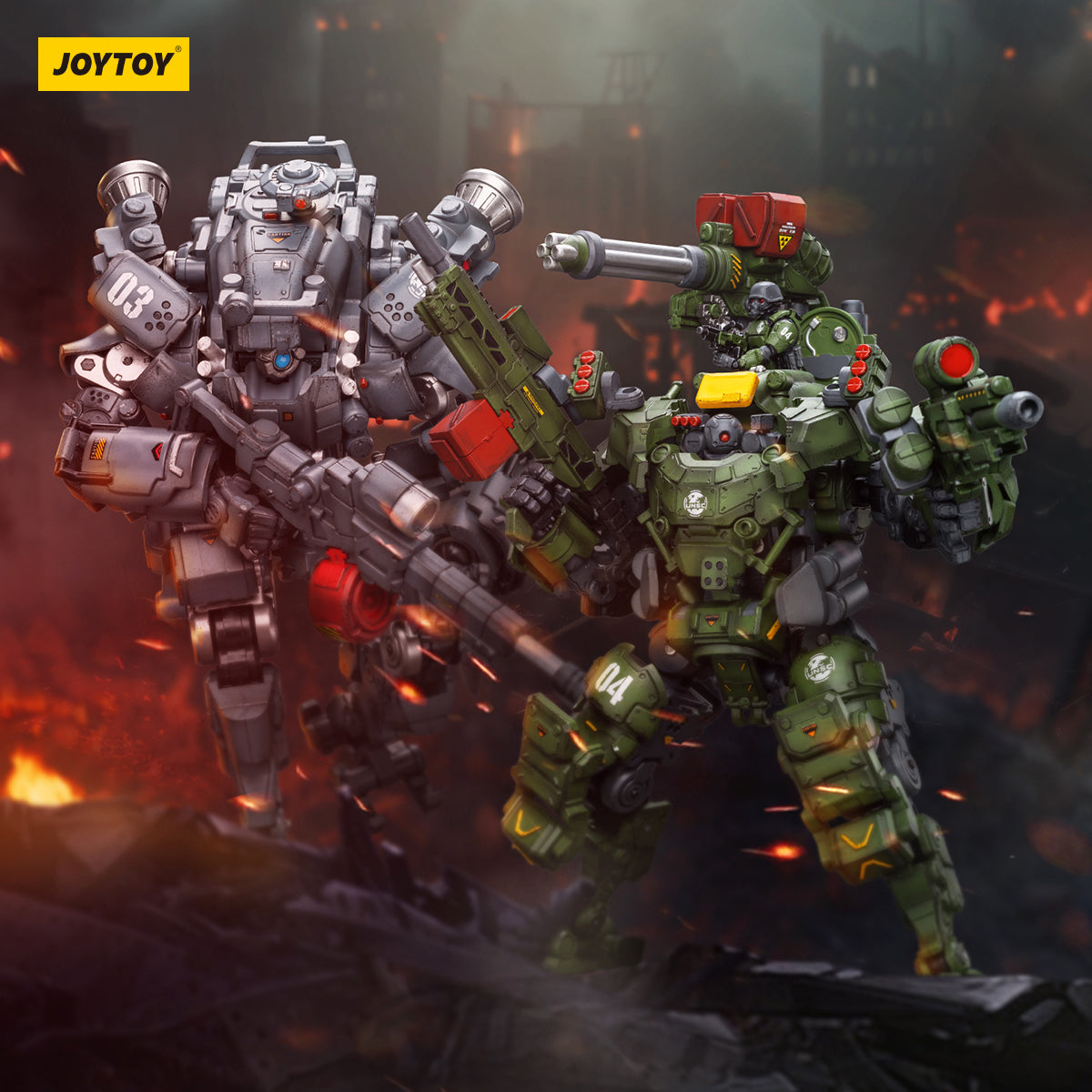 JOYTOY 1/25 Scale Dark Source God of War 86 II Action Figures - 03 High Mobility Assault Mech & 04 Heavy Firepower Defense Mech - Collectible Military Model Kits for Display and Wargaming Scenes
