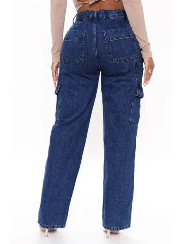 Women's High Waisted Wide Leg Cargo Jeans - Stretch Denim Pants for Casual & Streetwear Fashion | Perfect for Everyday Wear, Travel & Outdoor Activities