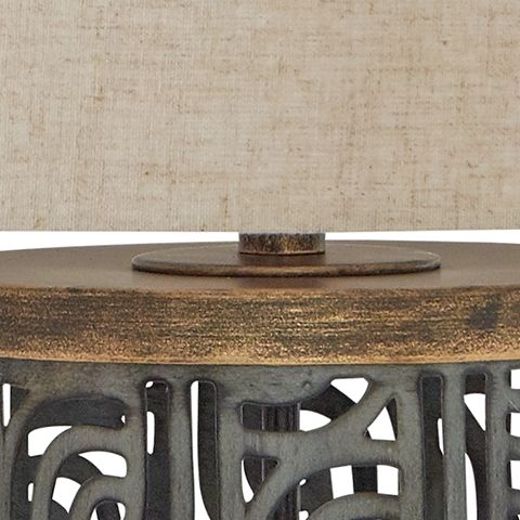 Stylish Gray & Gold Metal Table Lamp - Modern Home & Office Lighting for Bedroom, Living Room, Study Desk