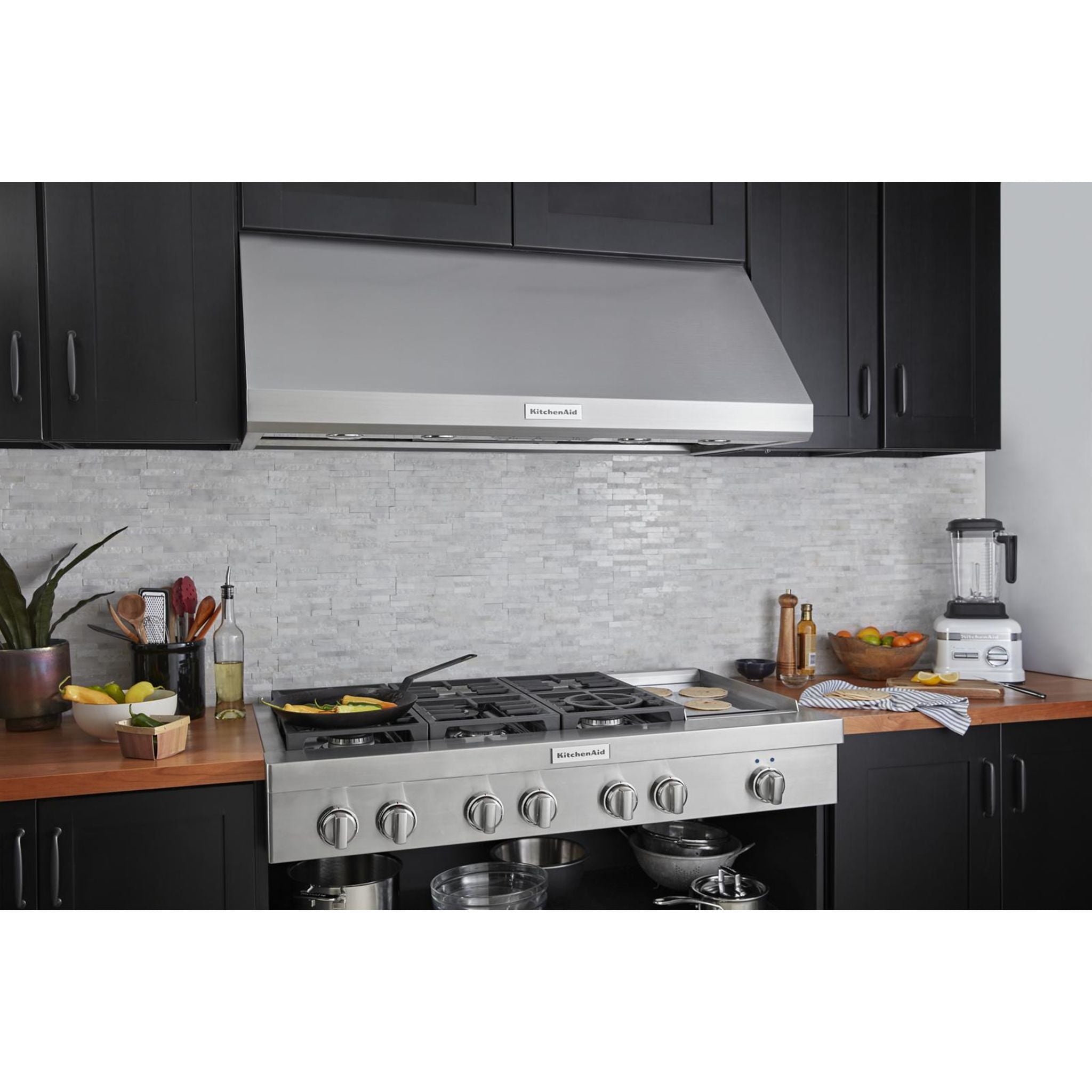 KitchenAid 48 Inch 5 Burner Gas Cooktop with Continuous Grates - Stainless Steel (KCGC558JSS) | Perfect for Home Chefs & Modern Kitchens