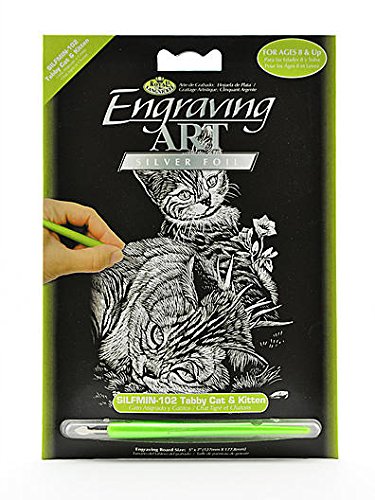 Royal Mini Silver Leaf Brush Engraving Art Kit 5x7 Inch - Bulk Wholesale Set for Cat, Tiger & Kitten Designs (Silmin-102, 6-Pack) - Perfect for DIY Crafts, Home Decor & Gift Making