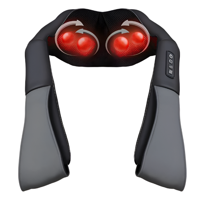 TEBEO Neck Massager for Pain Relief - Electric Shiatsu Massage with Heat - Portable Shoulder & Back Massager for Home, Office & Travel Use