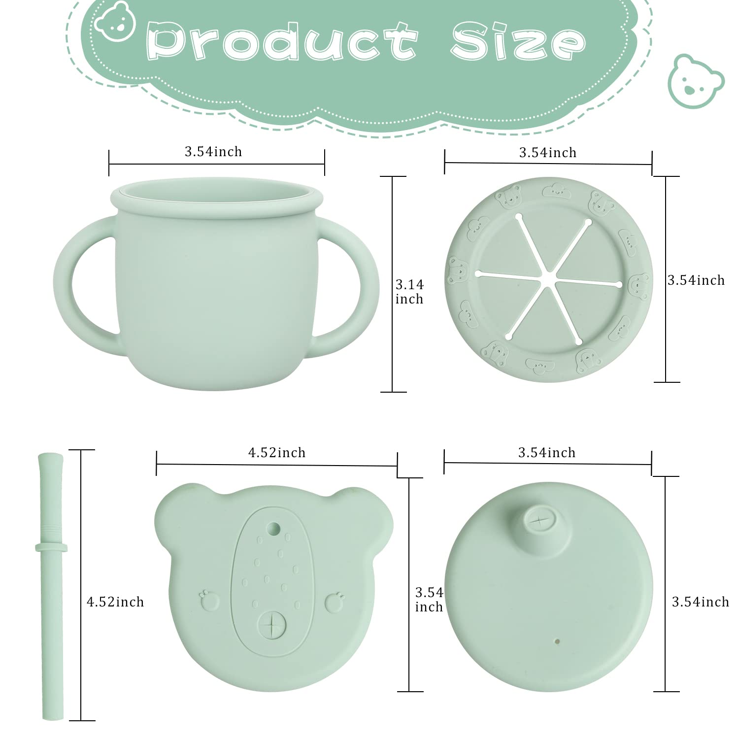 3 in 1 Silicone Baby Straw Cups with Two Handles - Leak Proof Sippy Cup & Snack Container for Toddlers - BPA Free Training Cup for Infants - Perfect for Travel, Daycare & Learning to Drink Independently