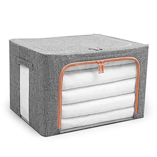 Foldable Cotton Linen Fabric Storage Box - Dark Grey Organizer for Clothes, Quilts & Toys | Perfect for Bedroom, Nursery & Closet Organization
