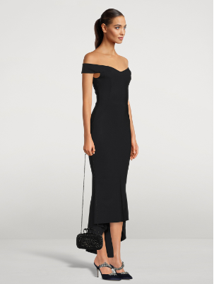 Greta Constantine Arilda Off The Shoulder Midi Dress - Elegant Women's Party Cocktail Dress for Weddings, Evening Events & Special Occasions