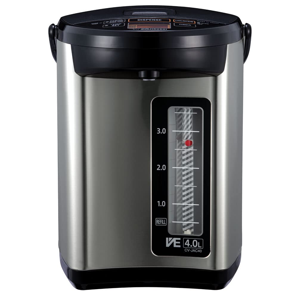 Zojirushi CV-JAC50XB VE Hybrid 5.0L Stainless Black Water Boiler & Warmer Made in Japan - NP-HCC10XH 1L Stainless Dark Gray Induction Heating Rice Cooker & Warmer - Perfect for Home, Office & Tea Ceremonies