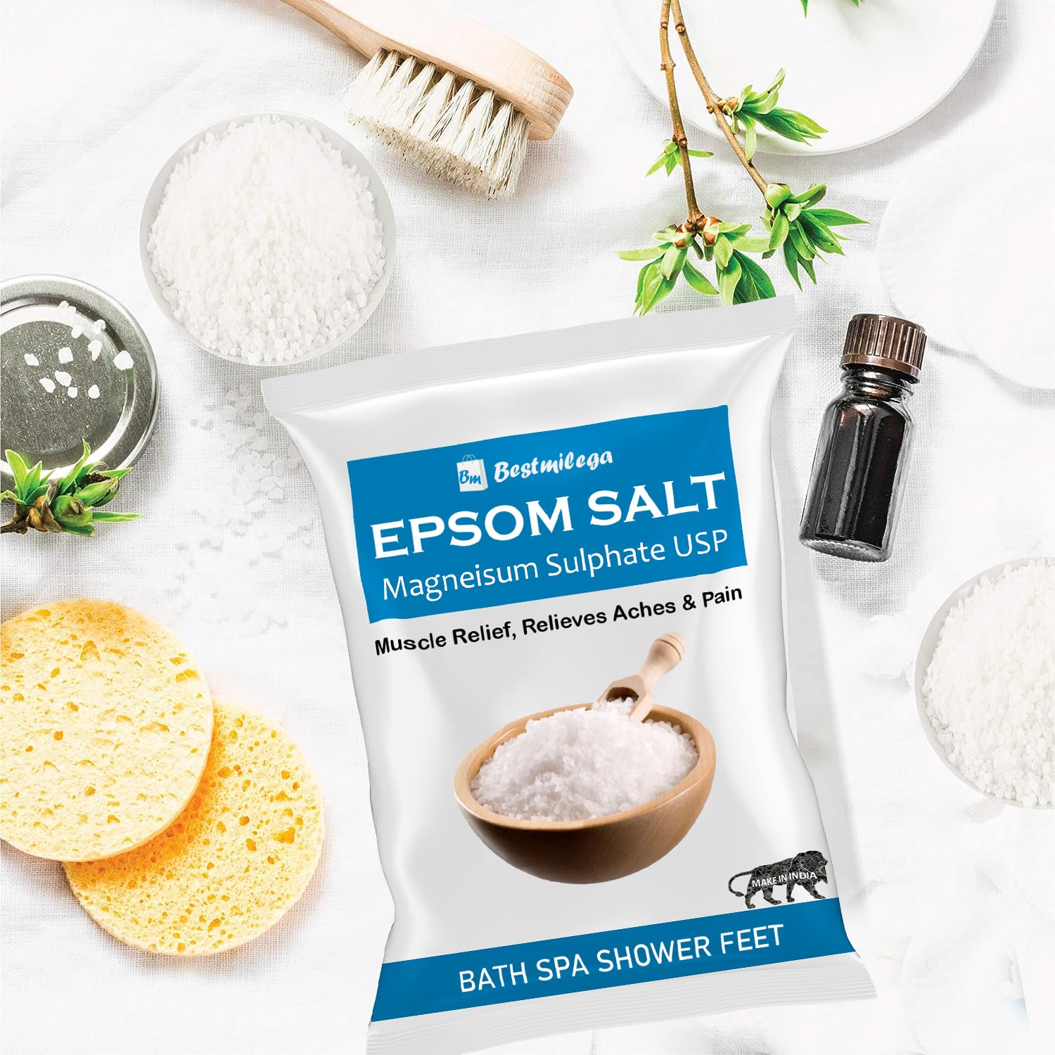 Premium Epsom Salt for Pain Relief - Magnesium Sulfate Bath Crystals for Foot Soak, Muscle Relaxation & Stress Relief (1kg) - Perfect for Post-Workout Recovery, Spa Day & Relaxing Baths