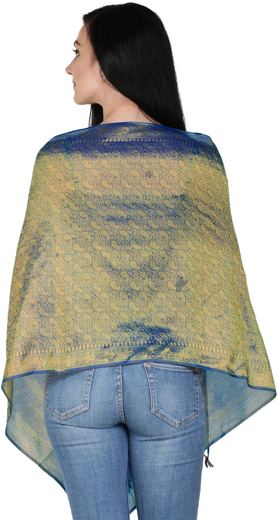 Banarasi Handloom Silk Scarf with Exquisite Tanchoi Weave - Premium Pure Silk Shawl for Women - Perfect for Weddings, Parties & Ethnic Fashion
