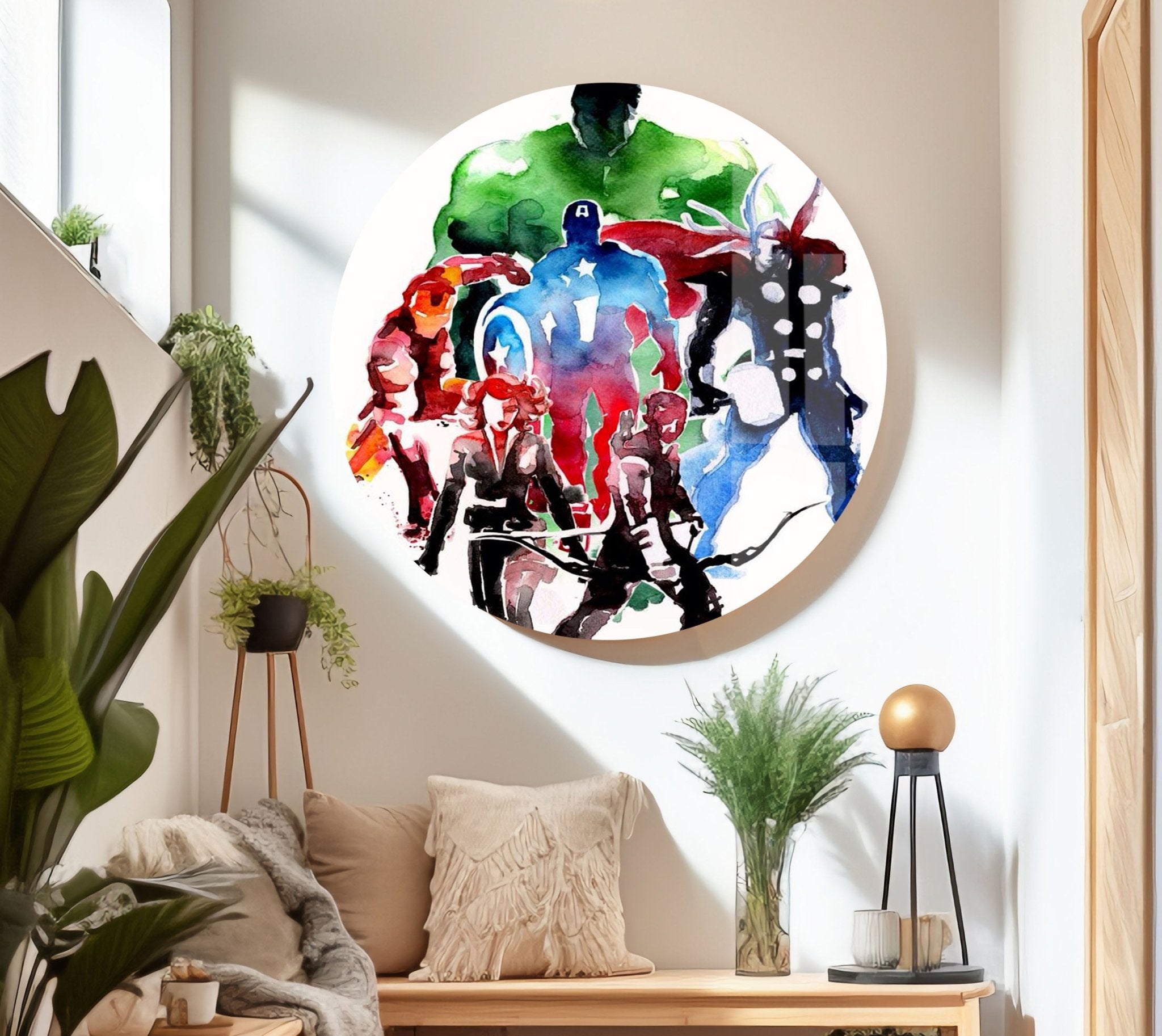 Marvel Avengers Superheroes Oil Painting Glass Wall Art - Premium Home Decor for Living Room, Bedroom & Office