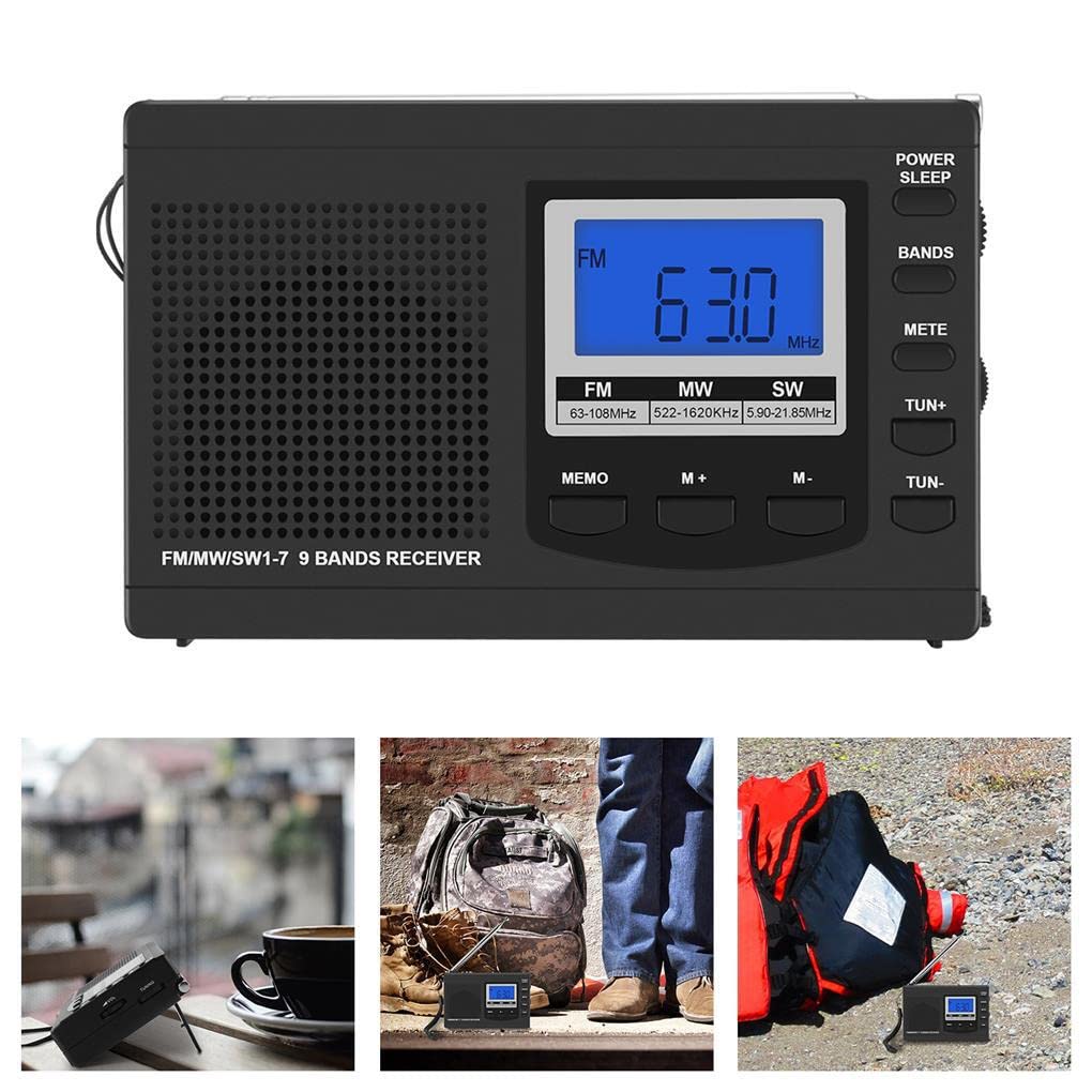 Portable AM/FM/SW Radio with Retractable Antenna, Alarm Clock, Battery Operated - Perfect for Home, Office, Travel & Emergency Use