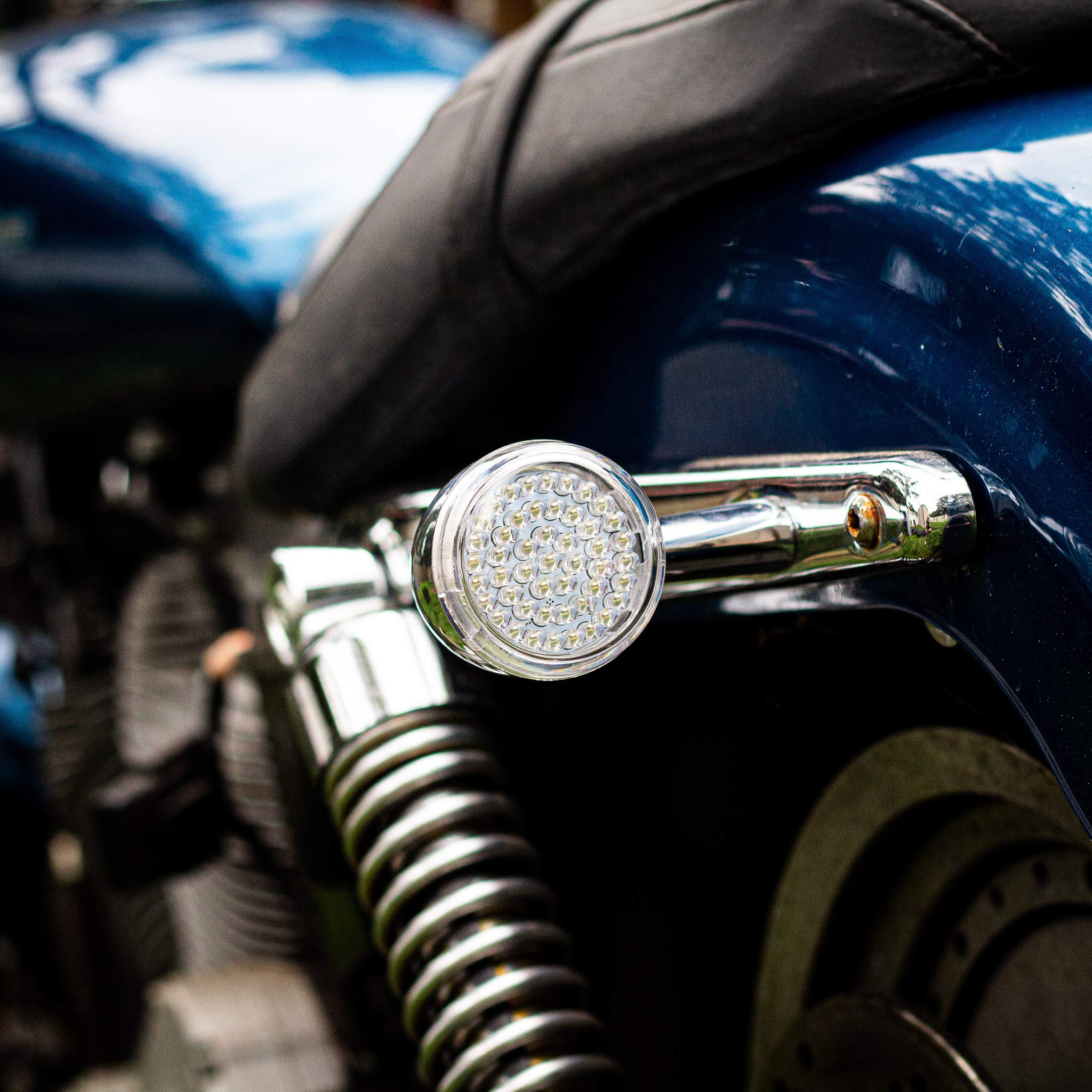 Eagle Lights 2 Inch LED Turn Signal Kit - 1157 Front & 1156 Amber Rear Bulbs with Clear Lenses - Perfect for Motorcycles, Cars, Trucks and Off-Road Vehicles
