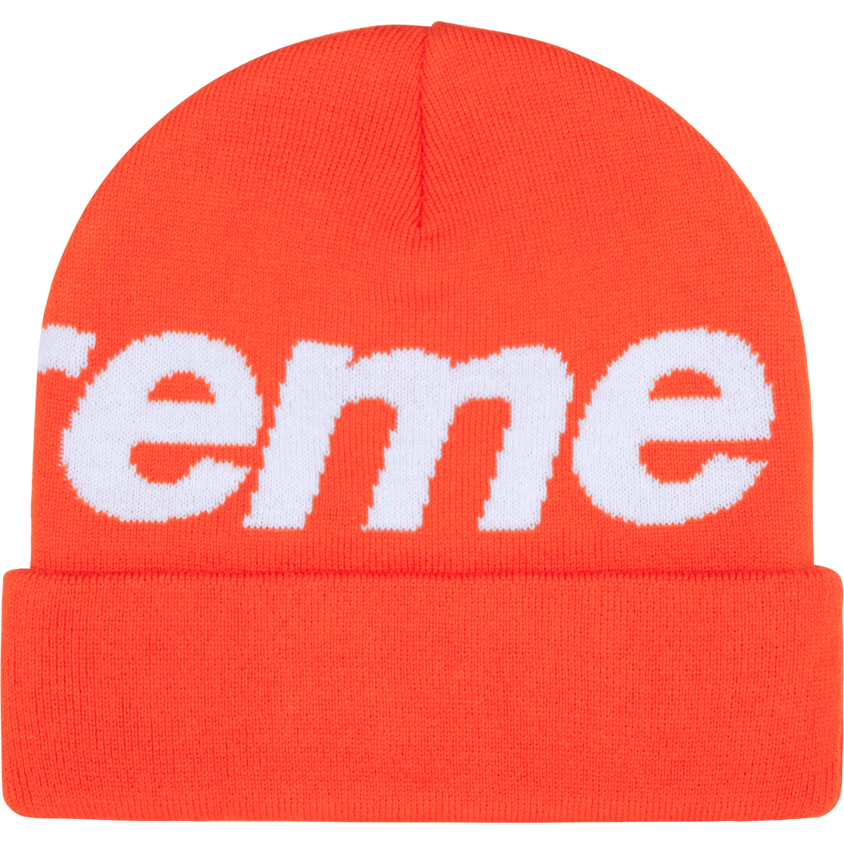 Supreme Big Logo Beanie - Orange Winter Hat for Men & Women - Warm Knit Skull Cap for Cold Weather, Streetwear Fashion, Urban Style, Outdoor Activities