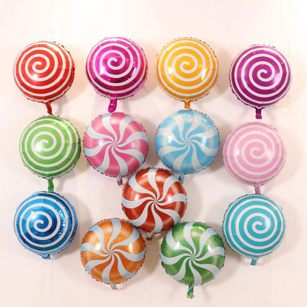 21 Pack Candy Balloons Set - 13 Round Lollipop Balloons & 8 Candy-Shaped Balloons | Candyland Party Decorations | Aluminum Foil Balloons for Birthday, Wedding, Baby Shower (Indoor/Outdoor Decor)
