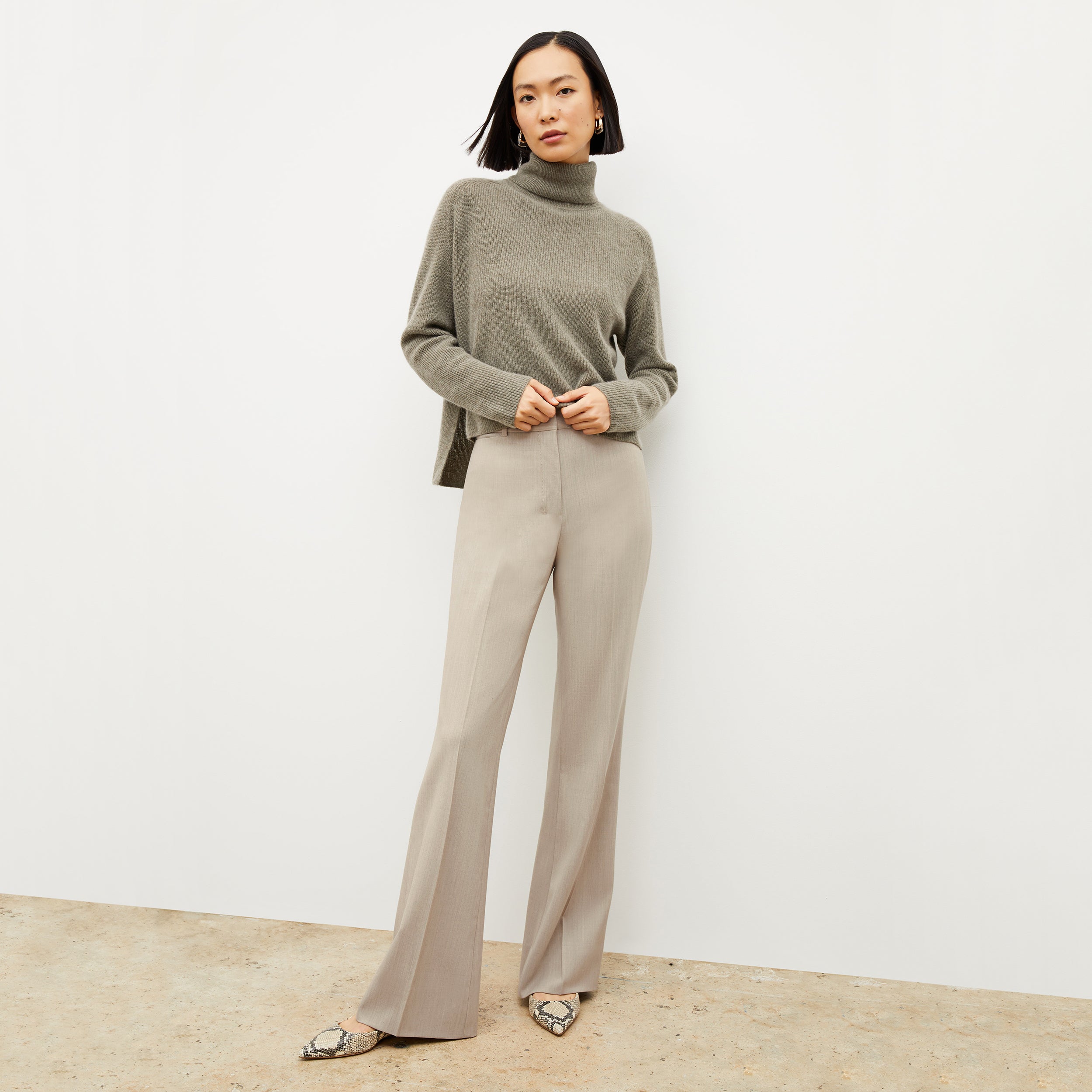 Horton Pant - Washable Wool Twill Pants for Men & Women | Natural Melange Color | Comfortable Office Wear & Casual Outfits