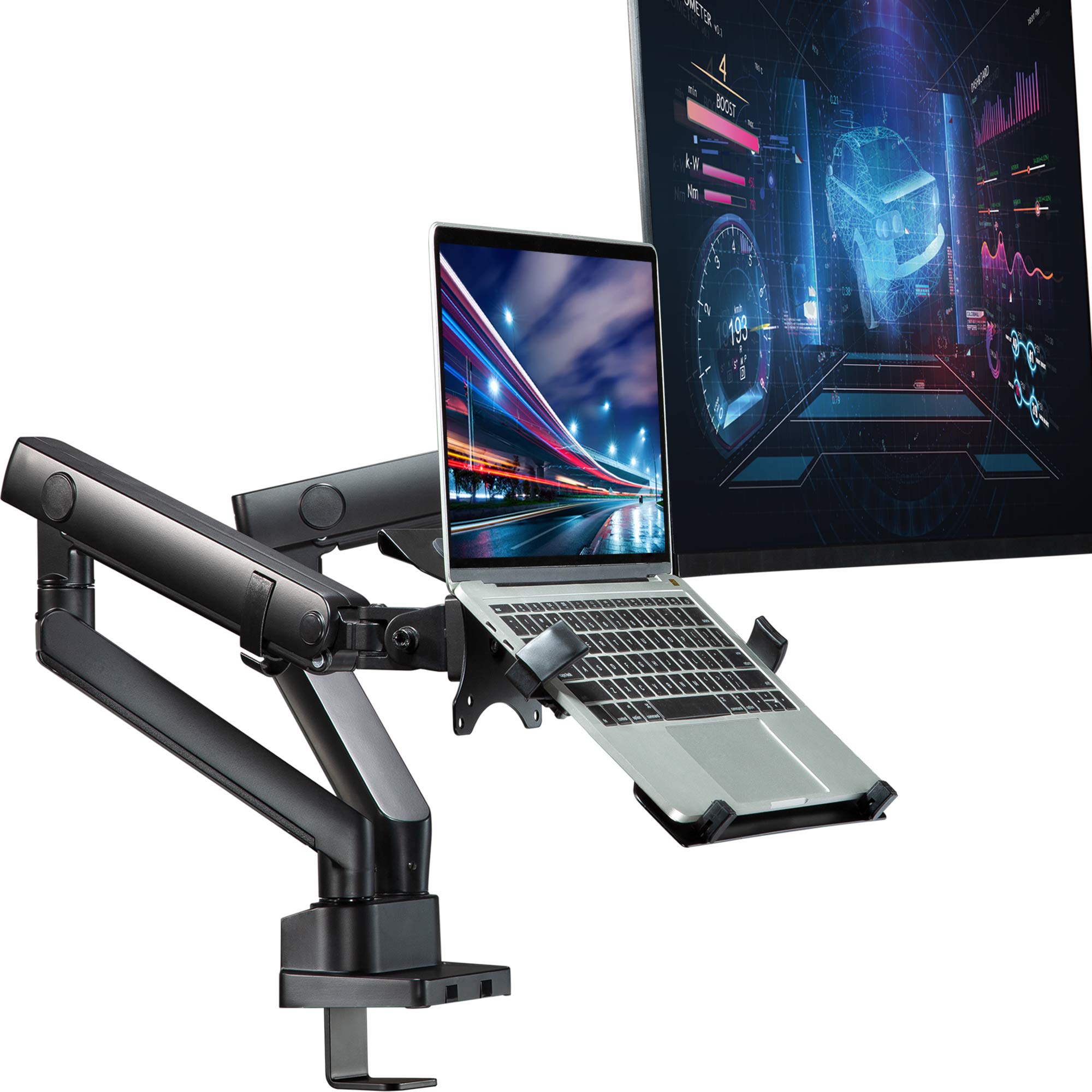 AVLT Dual Monitor and Laptop Stand - Adjustable Full Motion Arm Mount for 15.6