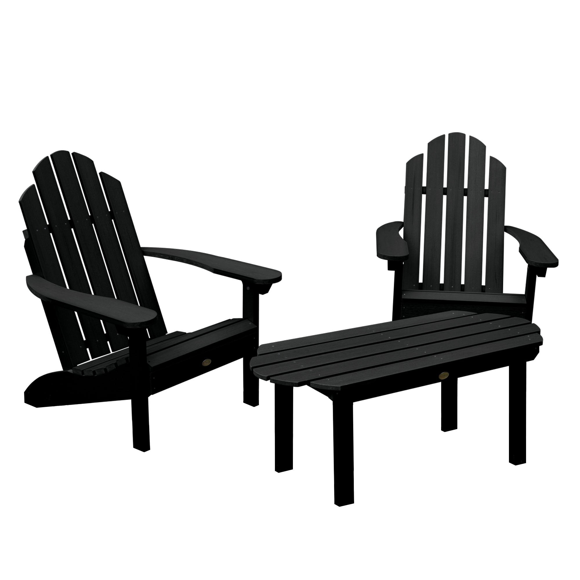 2-Piece Westport Adirondack Chair Set with Matching Conversation Table - Outdoor Patio Furniture for Garden, Deck, Poolside & Backyard Relaxation