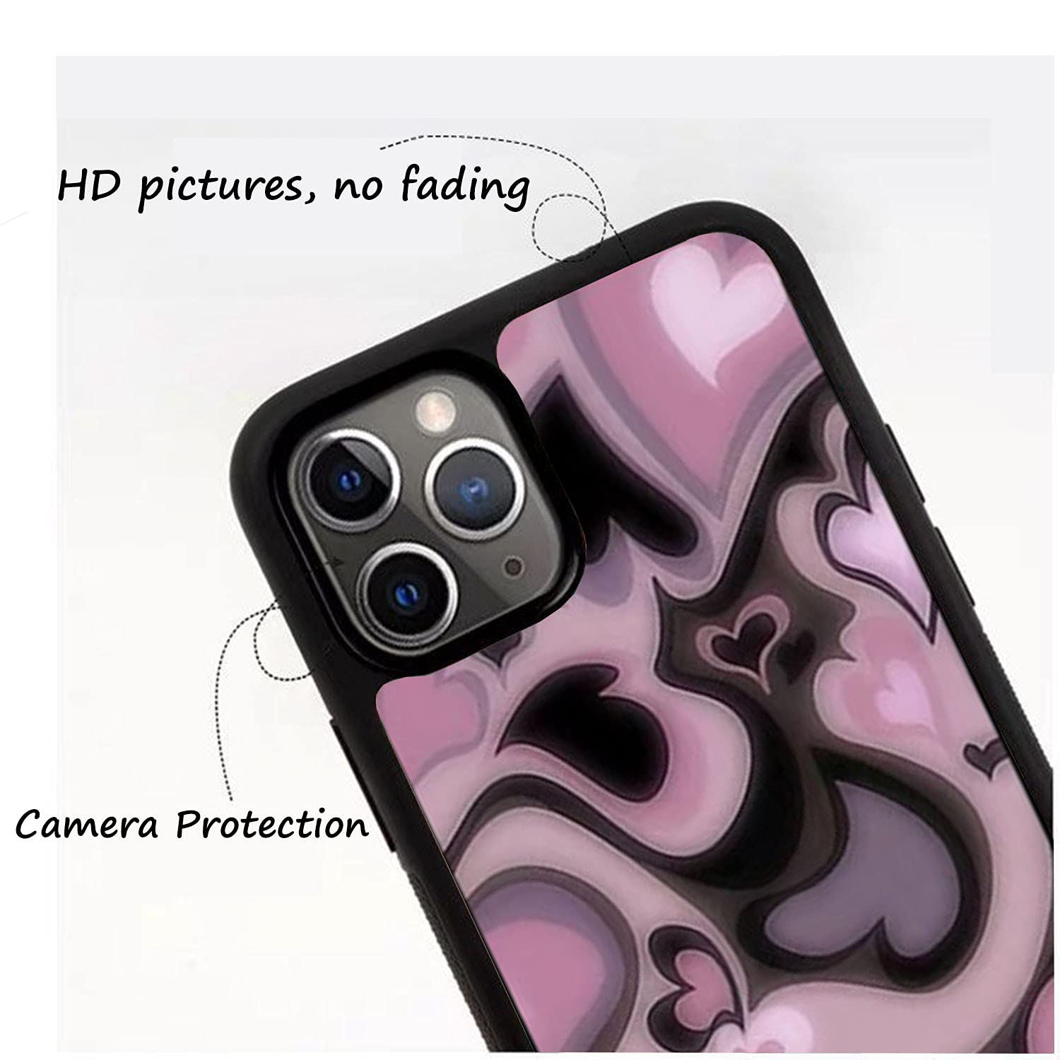 Aesthetic Cute Purple & Pink Heart Phone Case - Protective Cover Compatible with iPhone X/XS | Trendy Accessory for Girls & Women, Perfect for Daily Use & Gift Giving