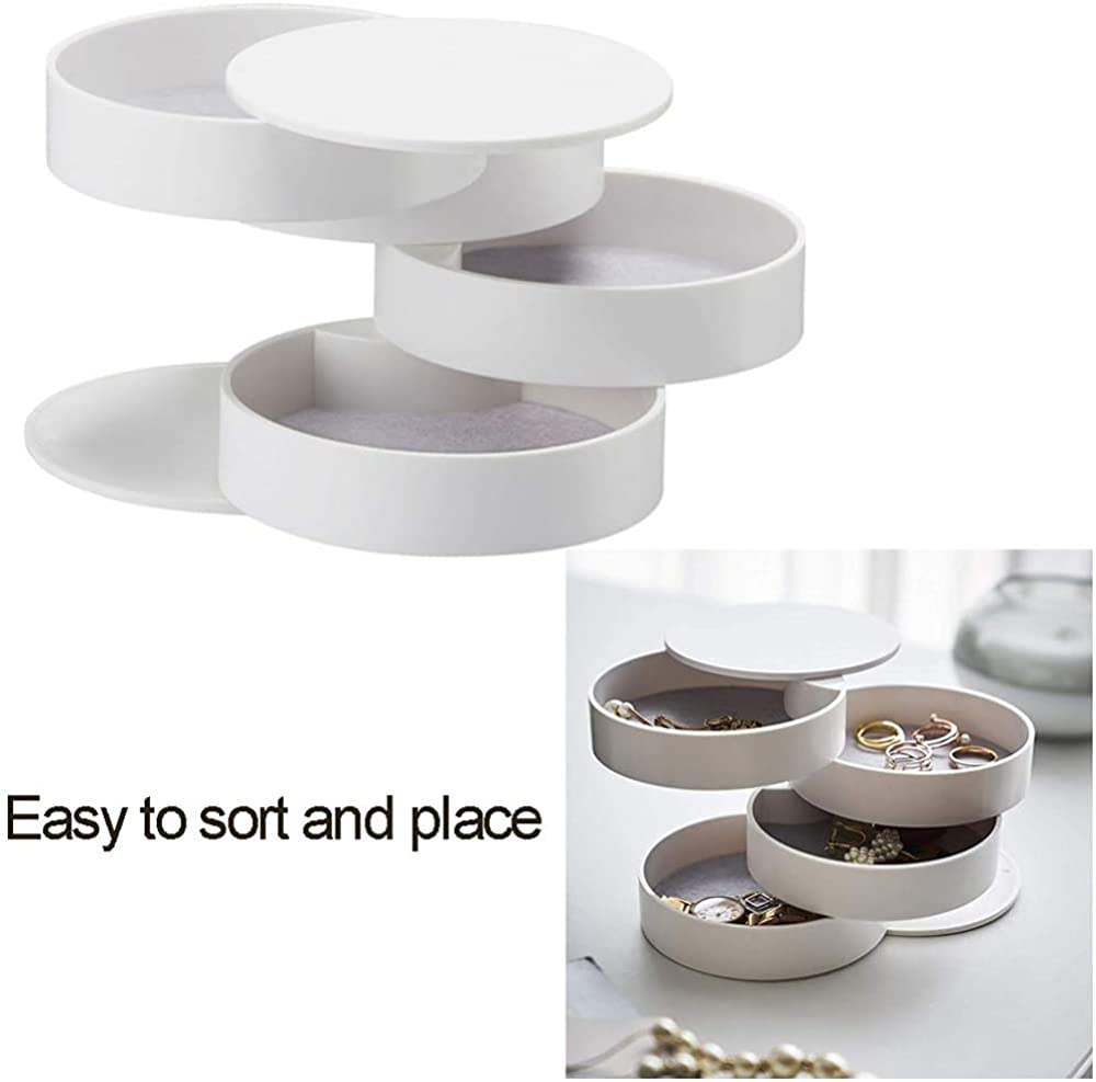 360° Rotating Jewelry Organizer Box - 4 Layer Jewelry Storage Case for Necklaces, Rings, Bracelets & Earrings | Portable Jewelry Display & Travel Organizer | Perfect for Bedroom Vanity, Closet Organization & Gift Giving