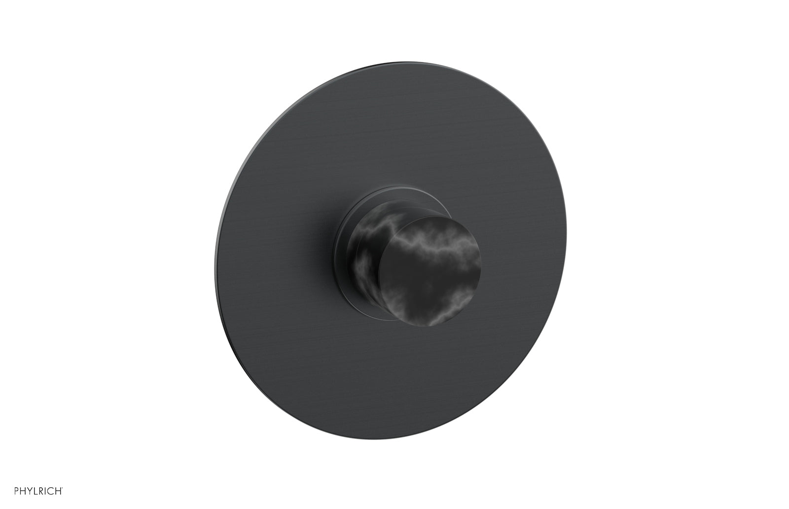 BASIC II 3/4 Thermostatic Round Shower Trim Plate with Black Marble Handle - Modern Bathroom Faucet for Luxury Showers (Model 4 182) | Perfect for Spa-Like Bathroom Renovations