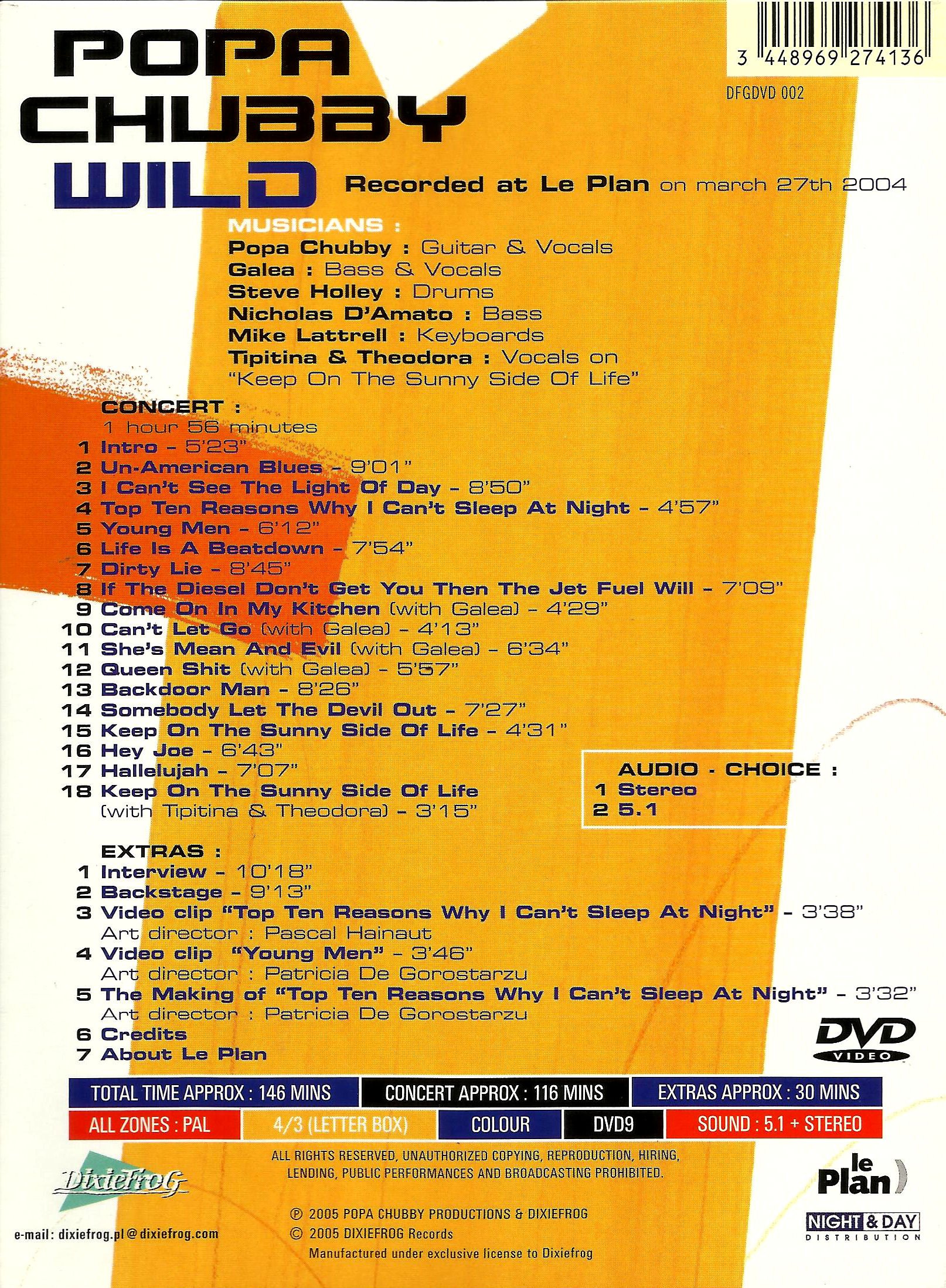 Popa Chubby - Wild Live! Limited Edition DVD | Blues Rock Concert Film | Perfect for Music Lovers & Collectors
