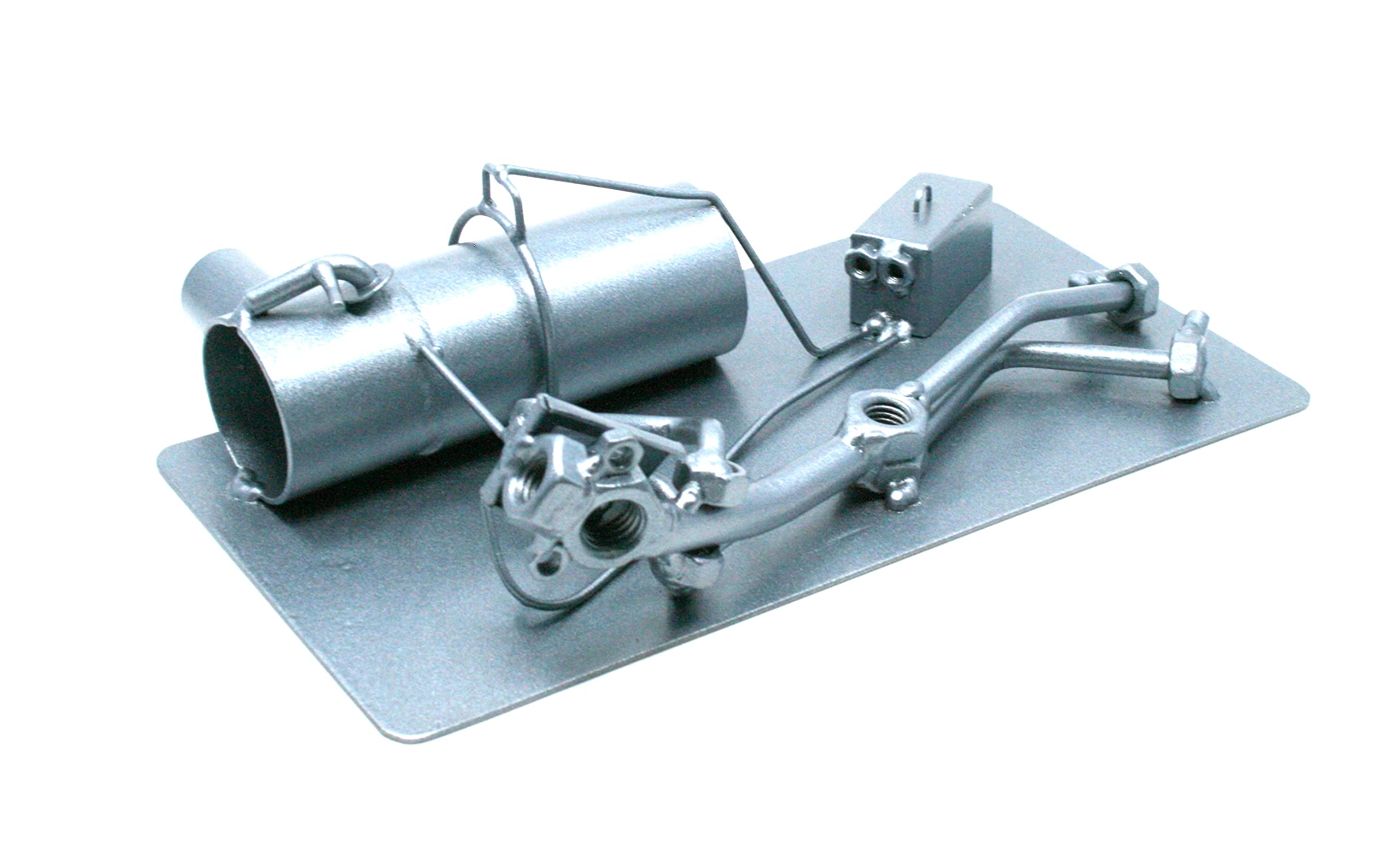 Bodo Hennig Welder Gift - Nuts and Bolts Metal Sculpture | Funny Heating & Cooling Art for HVAC Technicians | Unique AC Repair Gift Idea | Scrap Metal Art for Workshop, Office & Home Decor