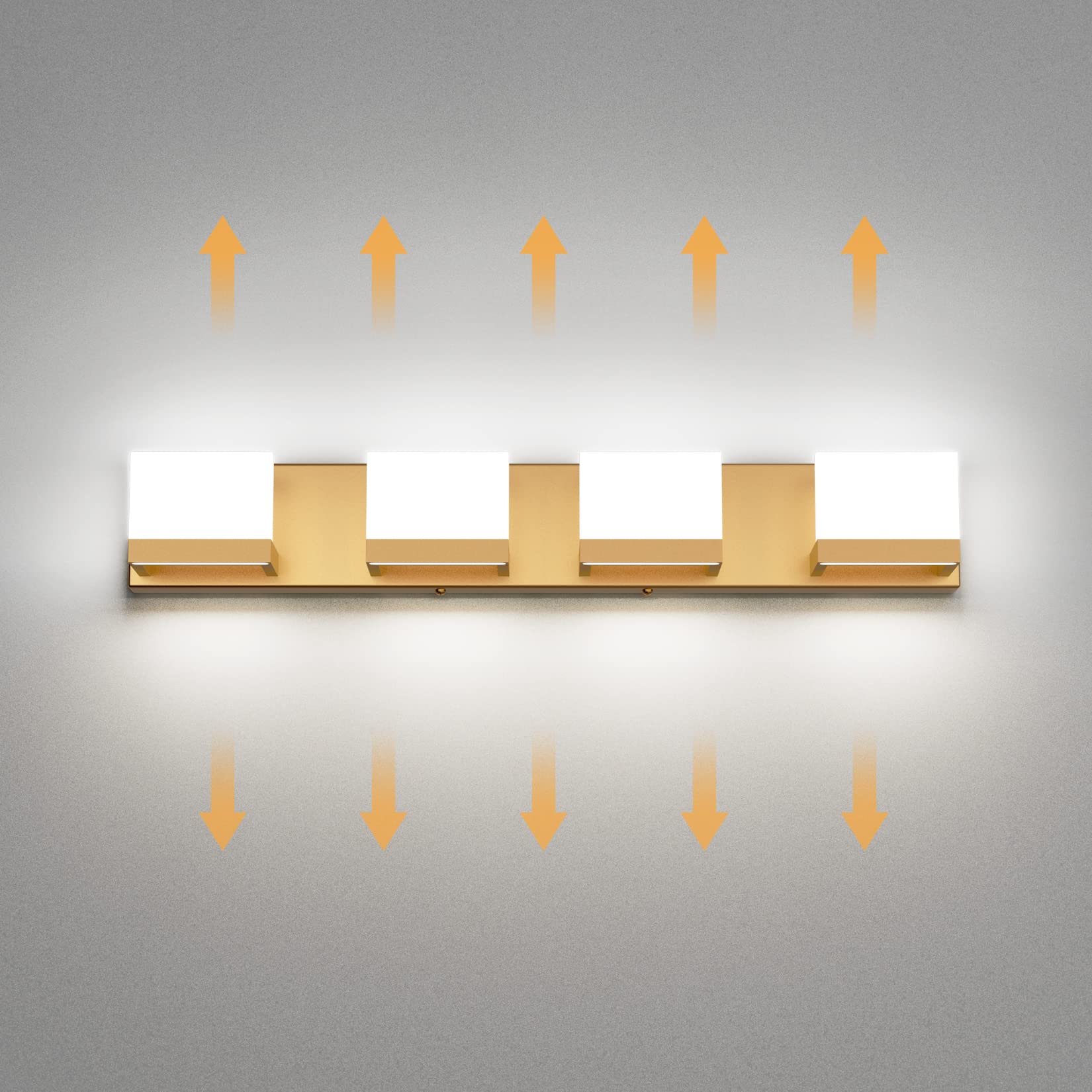 Tipace Modern LED Bathroom Vanity Lights - 4-Light Gold Wall Fixture with Up & Down Lighting, 6000K Daylight White - Perfect for Bathroom Makeup Mirror & Dressing Area Illumination