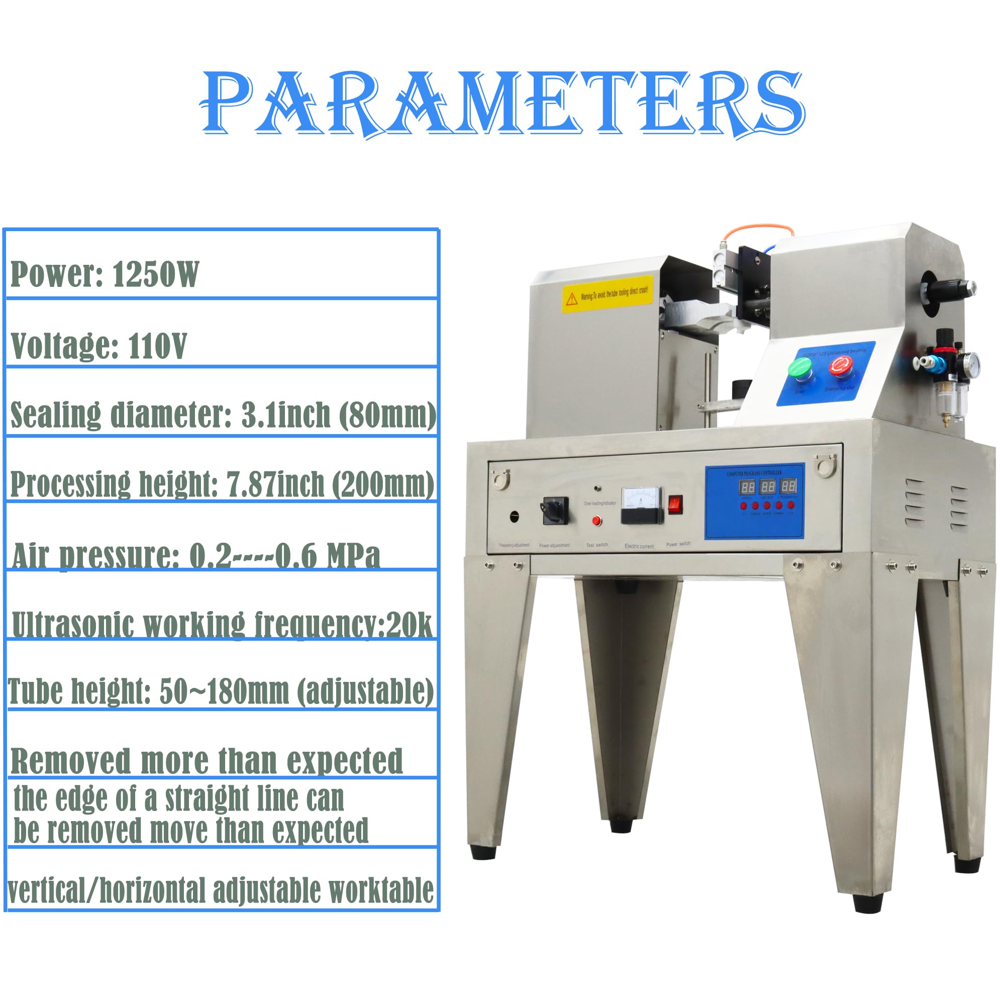 Ultrasonic Soft Plastic Tube Sealing Machine 110V 1250W - Tube Sealer for Toothpaste, Cosmetics & Food Packaging with Trimming & Printing Function | Ideal for Small Batch Production & Home Businesses