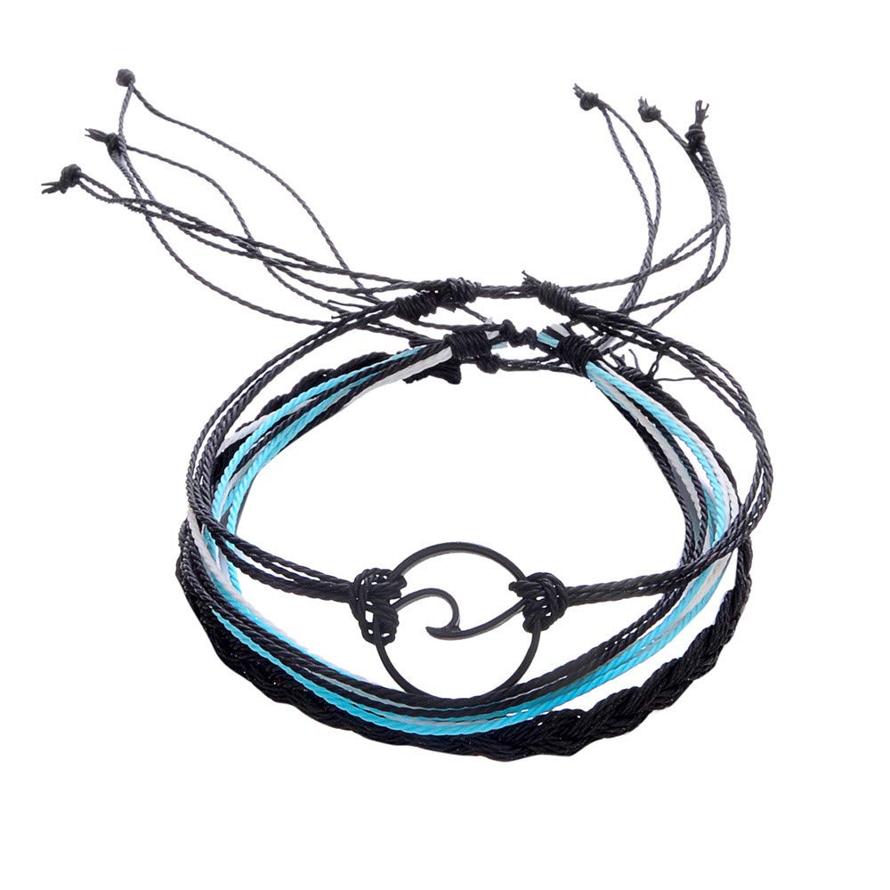 Stylish Bohemian Rope Bracelets for Women & Men - 3-Pack Adjustable Anklets & Wristbands - Silver Beach Jewelry Set for Summer, Vacation & Festival Wear