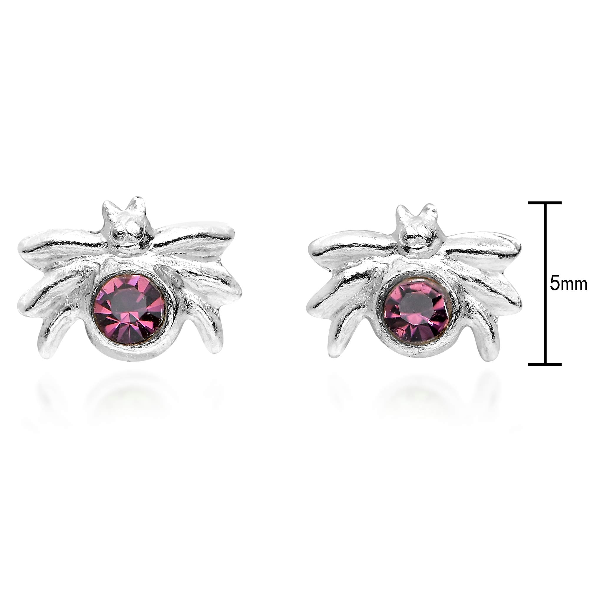 AeraVida Cute Petite Spider Purple Cubic Zirconia .925 Sterling Silver Stud Earrings for Women | Elegant Small Stud Earrings | Perfect for Halloween, Gothic Fashion & Everyday Wear