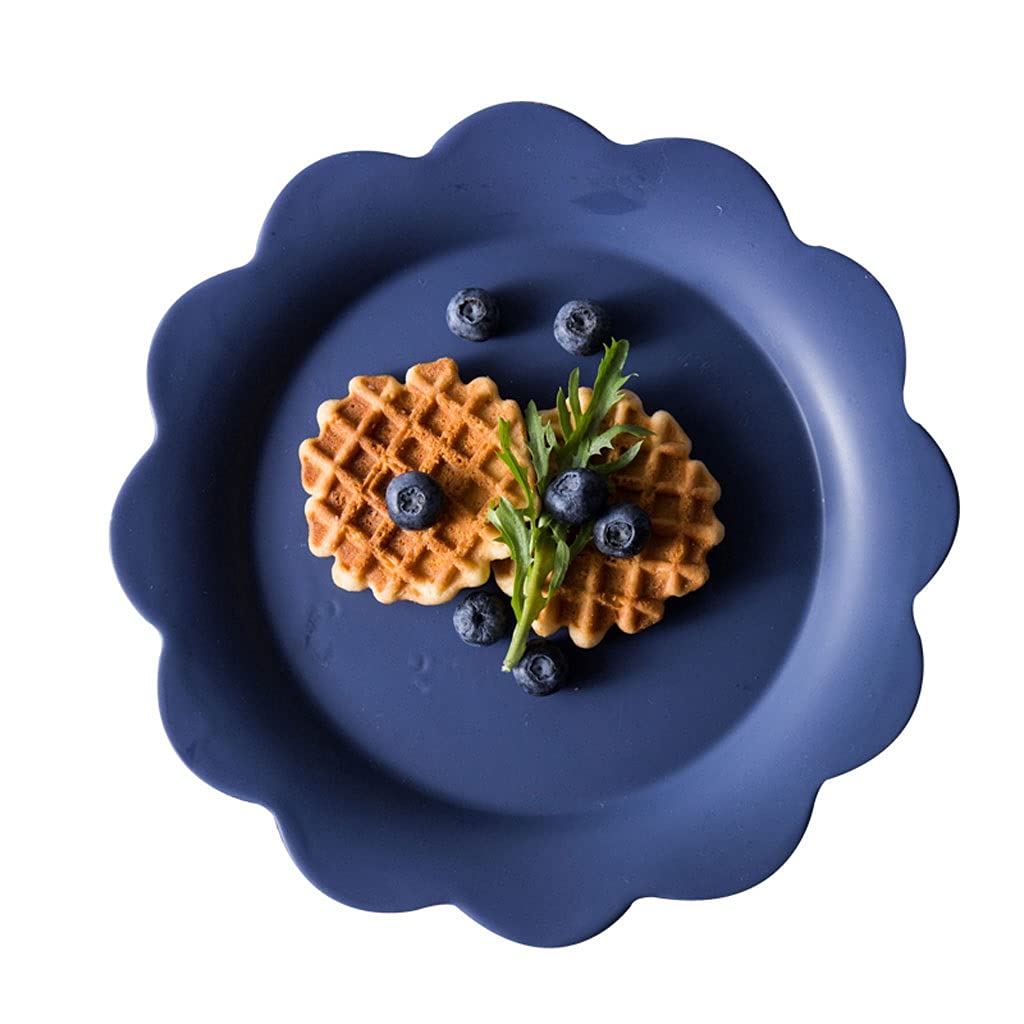TOMYEUS 8-Inch Ceramic Dinner Plates Set of 4 - Matte Flower Design Salad, Steak & Dessert Plates - Microwave & Dishwasher Safe for Home Dining, Parties & Restaurant Use