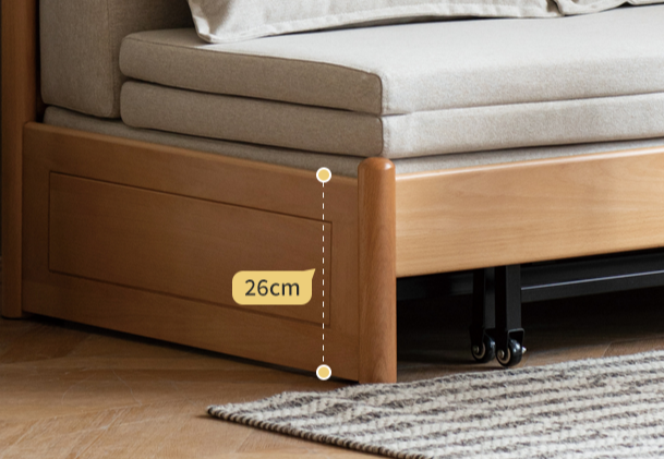 Solid Beech Wood Sofa Bed - Convertible Sleeper Sofa for Small Spaces, Guest Room & Living Room - Comfortable & Space-Saving Furniture