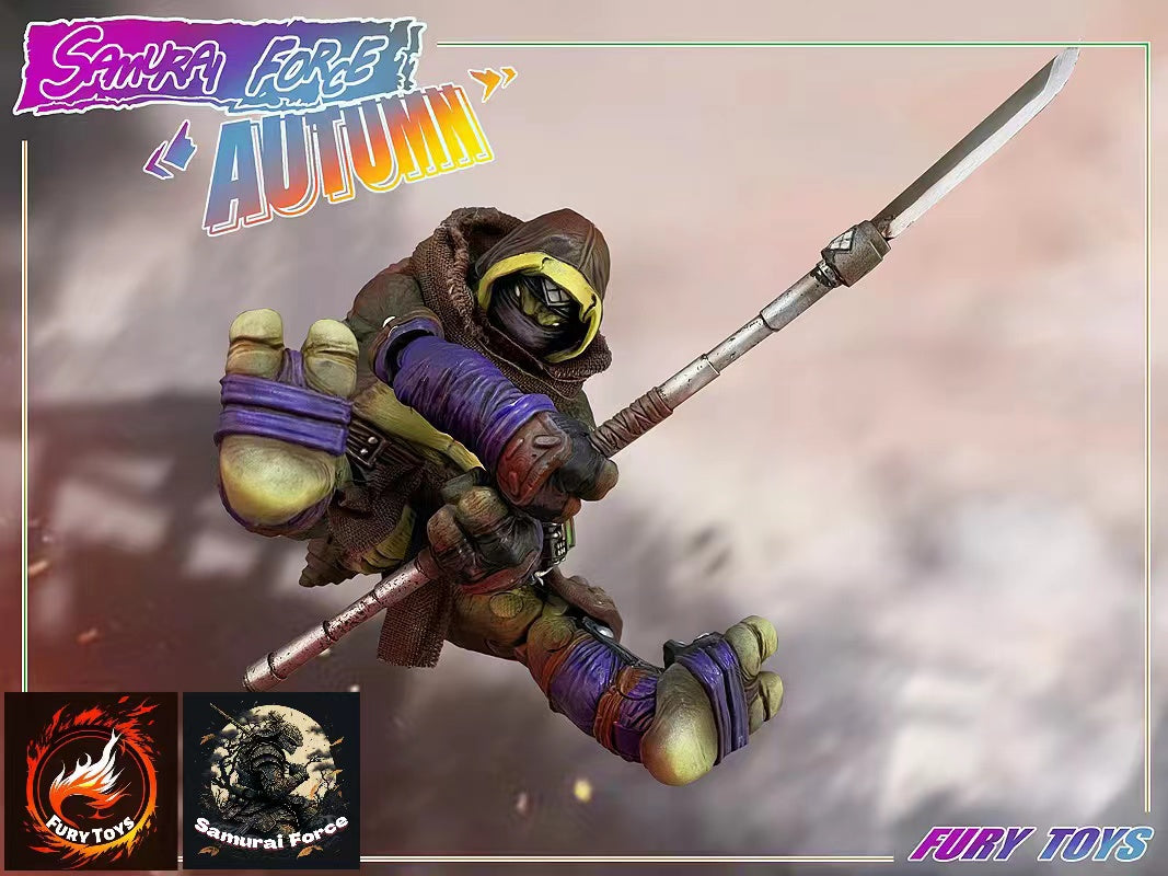 Fury Toys 1/12 Scale 5-Inch Samurai Force Turtles Autumn Action Figure - Collectible Ninja Turtle Toy for Display, Photography & Role Play Scenes