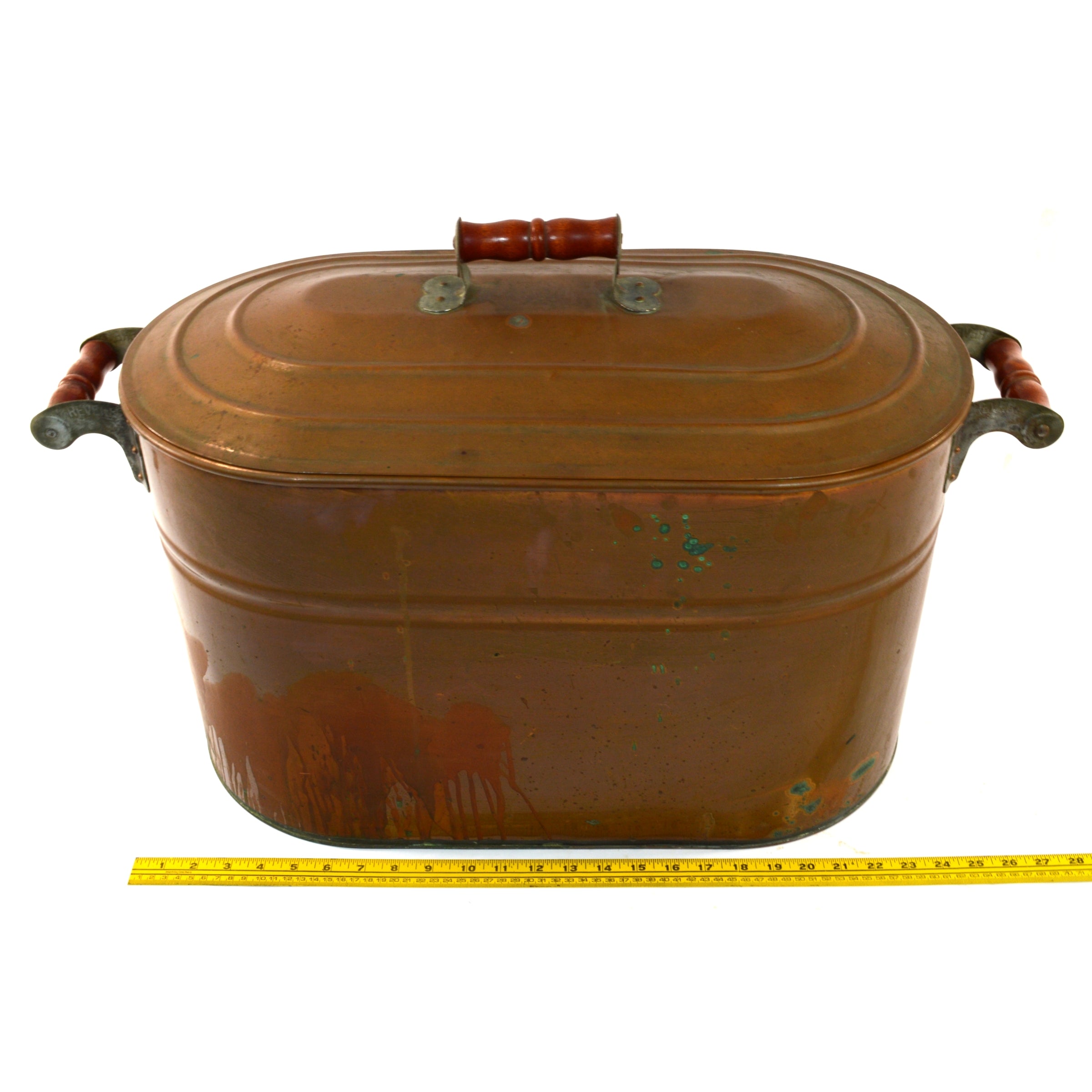 Vintage Revere Copper 14-Gallon Roasting Pan with Double Handles & Original Lid - Perfect for Large Family Dinners, Holiday Cooking, and Professional Catering