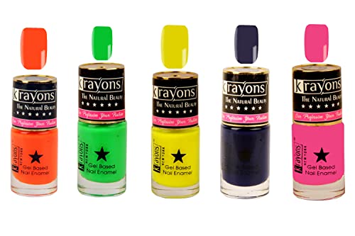 Neon Orange, Neon Green, Neon Yellow, Deep Blue, Angel Pink