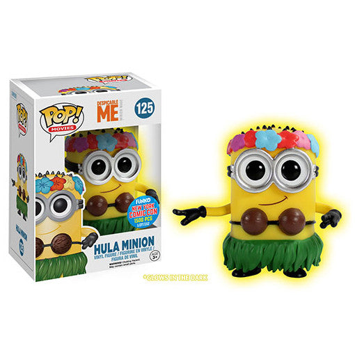 Despicable Me 2 Glow in The Dark Hula Minion Pop! Vinyl Figure - NYCC 2015 Exclusive Collectible Toy #125 - Perfect for Movie Fans & Pop Culture Collectors