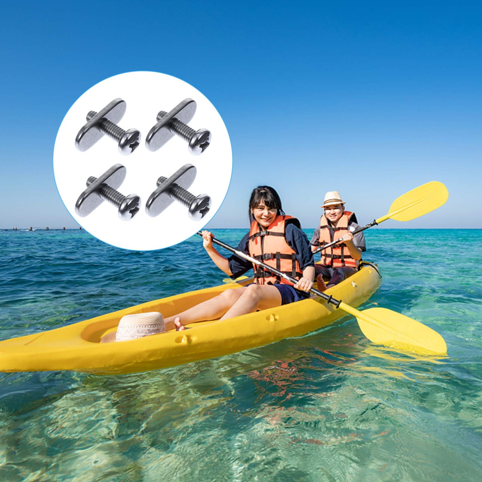 BESPORTBLE Kayak Rail Screws and Nuts Set - Stainless Steel Kayak Accessories Mounting Kit for Kayak Track Replacement (Perfect for Kayak Fishing, Canoeing & Water Sports)