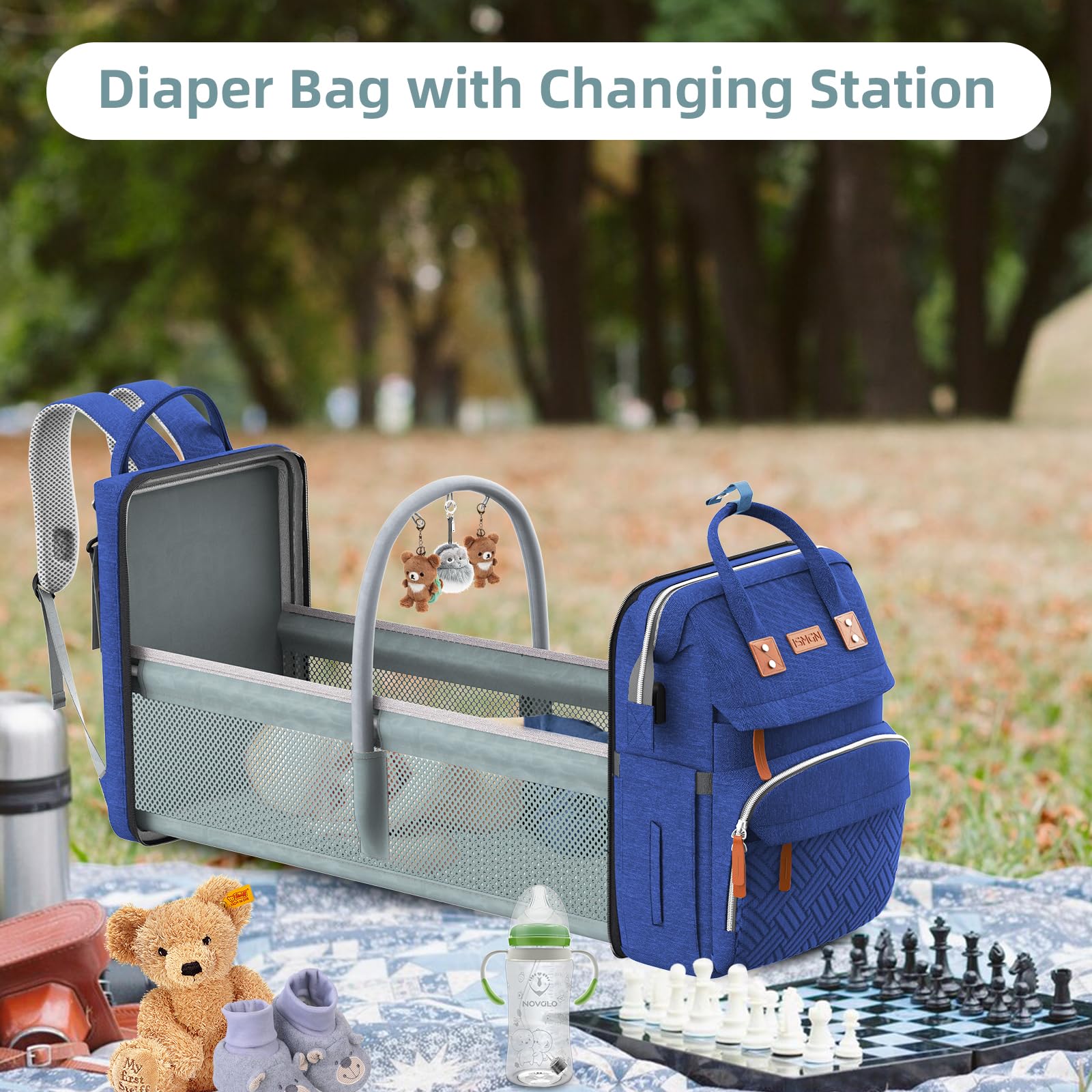 ISMGN Large Diaper Bag Backpack - Multifunctional Baby Diaper Bag with Insulated Pockets, Stroller Straps & Changing Pad - Perfect for Travel, Daycare & On-the-Go Parents