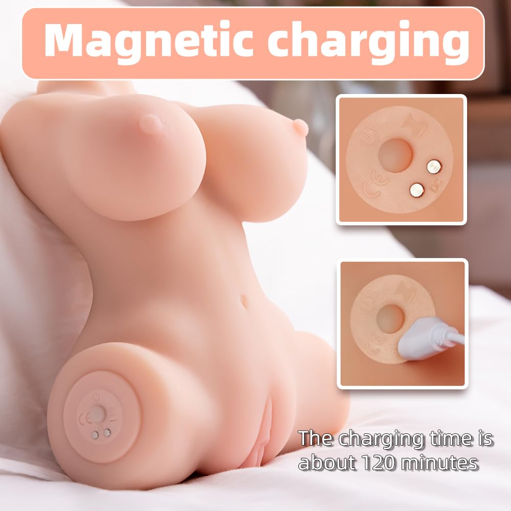Realistic 3D Vibrating Female Sex Doll Torso - Automatic Male Masturbator with Sucking Motor, Hands-Free Vagina & Anal Stroker - Adult Sex Toy for Men (Perfect for Solo Play & Discreet Pleasure)