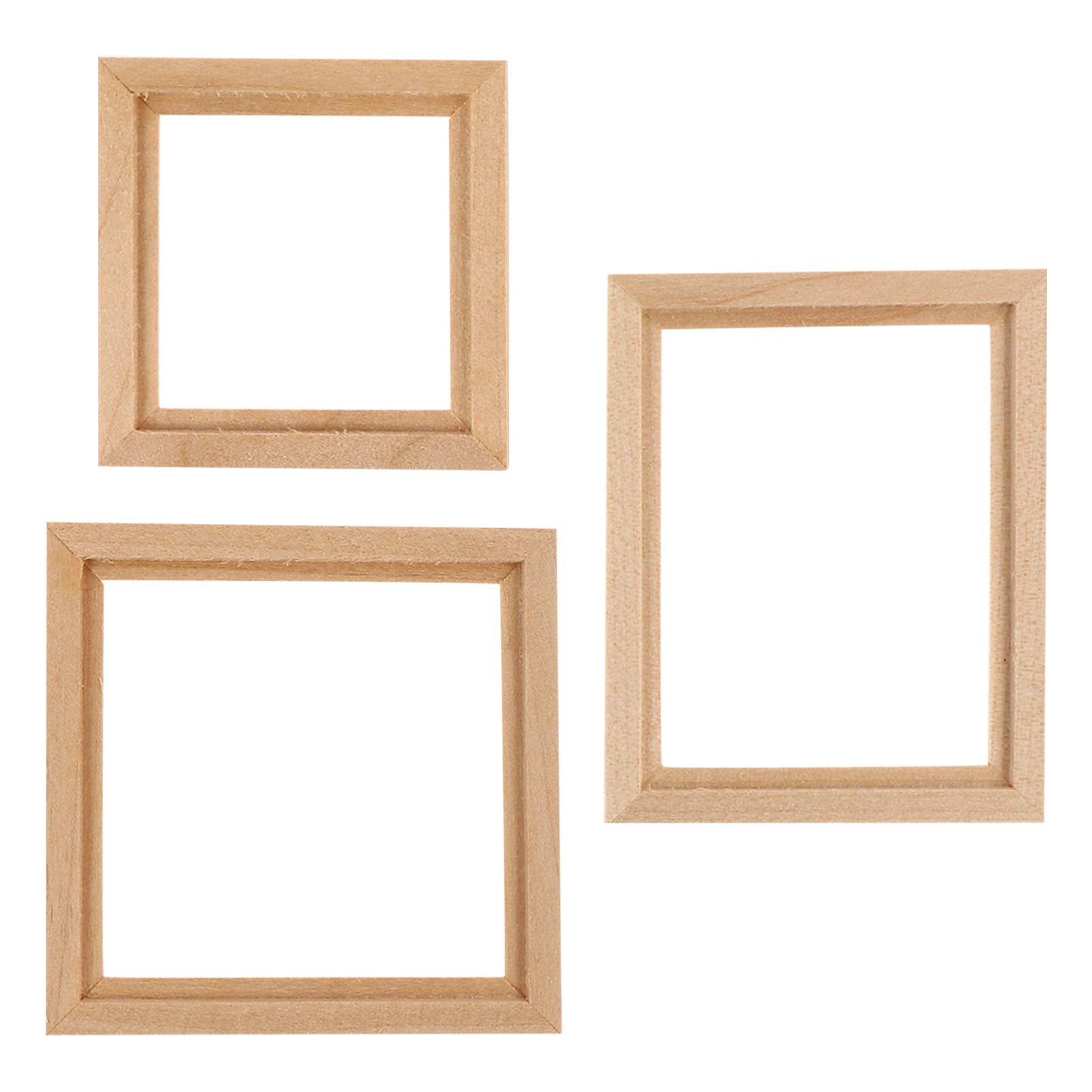 EXCEART 3-Piece 1/12 Scale Miniature Wooden Photo Frames Set - DIY Dollhouse Picture Frames, Tiny Furniture Decor for Model Scenes & Miniature Displays | Perfect for Dollhouse Props, Fairy Gardens & Craft Projects