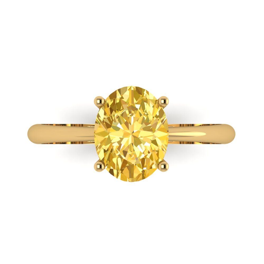 Clara Pucci 2.0 Carat Oval Cut Canary Yellow Simulated Diamond Engagement Ring in 14k Yellow Gold - Perfect for Bridal, Anniversary, and Special Occasions