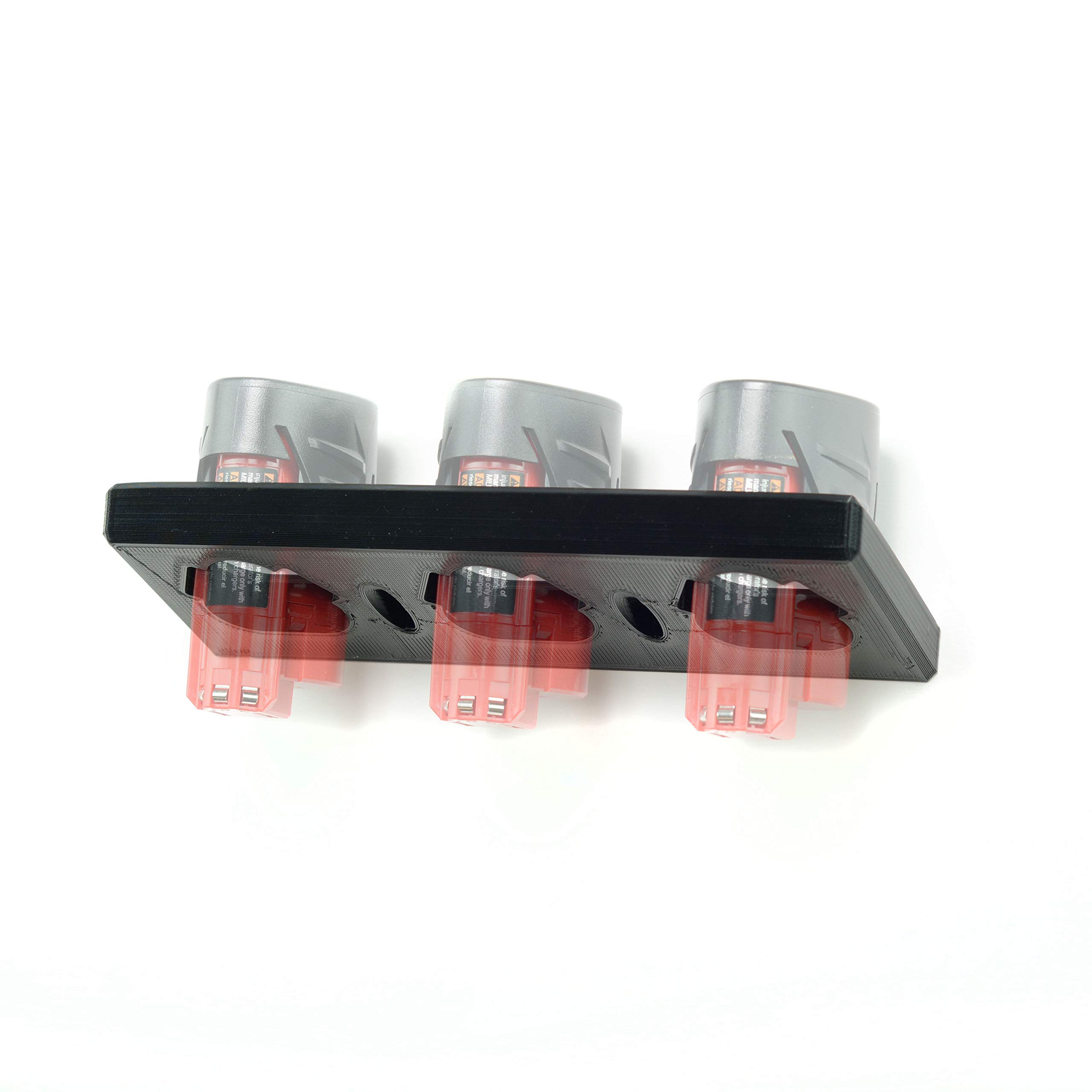 Milwaukee M12 Battery Wall Mount - 3 Slot Organizer for Power Tool Batteries | Garage Storage Solution for M12 Lithium-Ion Batteries | Perfect for Workshop, Garage & Toolbox Organization