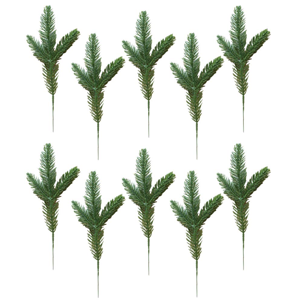 Amosfun Artificial Pine Branches - Realistic Fake Christmas Tree Decorations for Home, DIY Holiday Party & Festive Indoor Decor (Green) - Perfect for Xmas, Winter, and Seasonal Home Styling