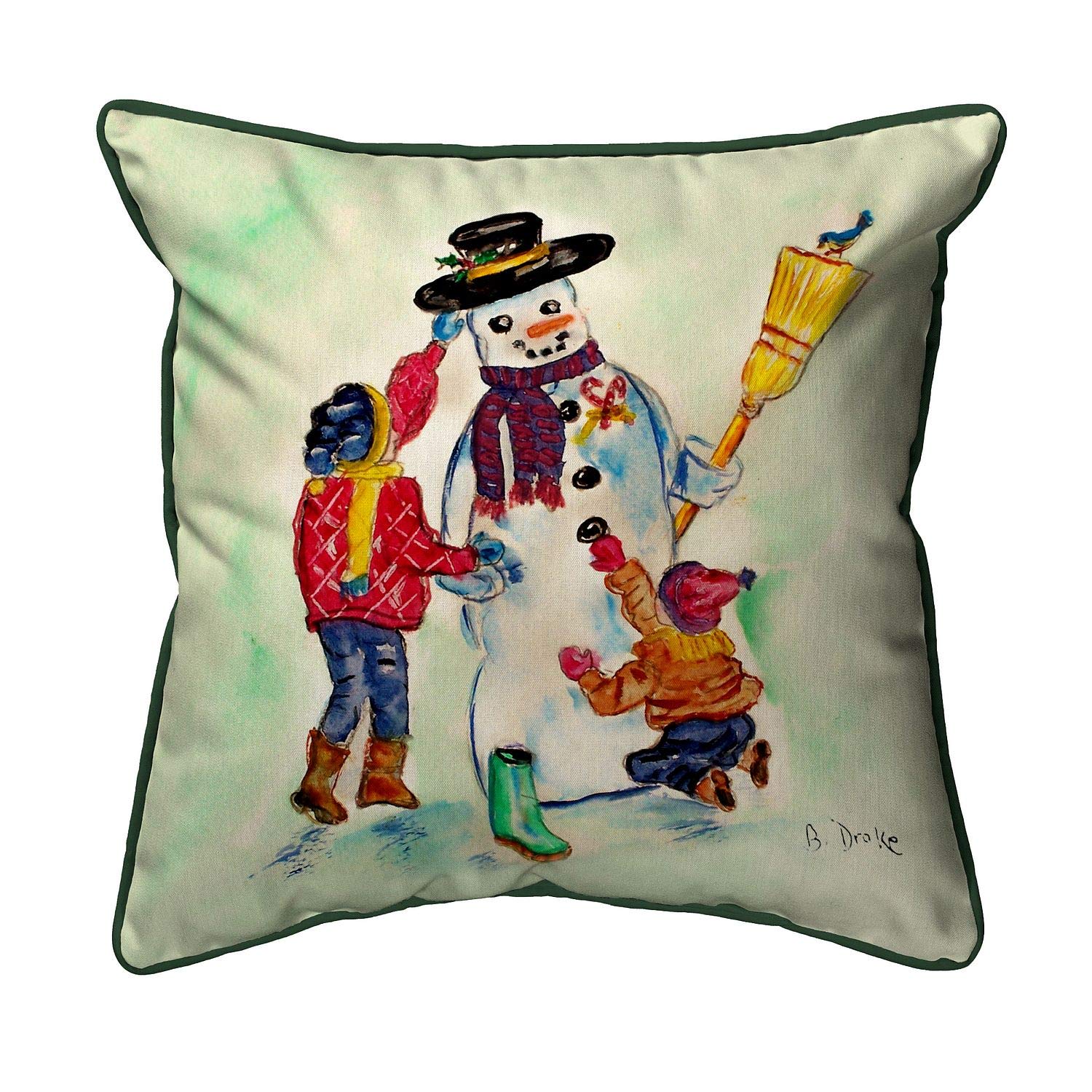 Betsy Drake Snowman Pillow - 22x22 Inch Christmas Decorative Throw Pillow for Sofa, Bed, Couch - Cozy Holiday Home Decor Gift