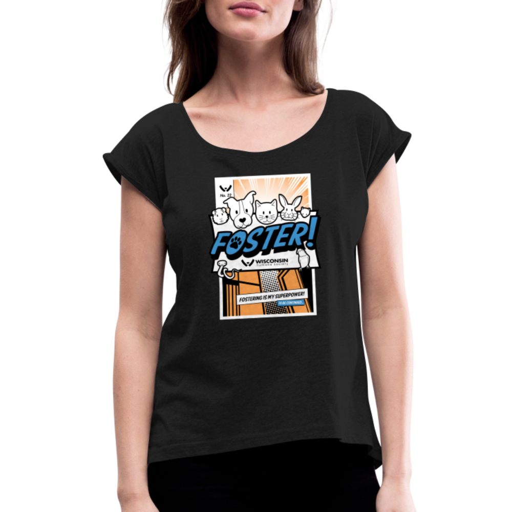 Foster Comic Roll Cuff T-Shirt - Vintage Graphic Tee for Men & Women - Casual Streetwear for Everyday Wear, Comic Conventions & Pop Culture Events