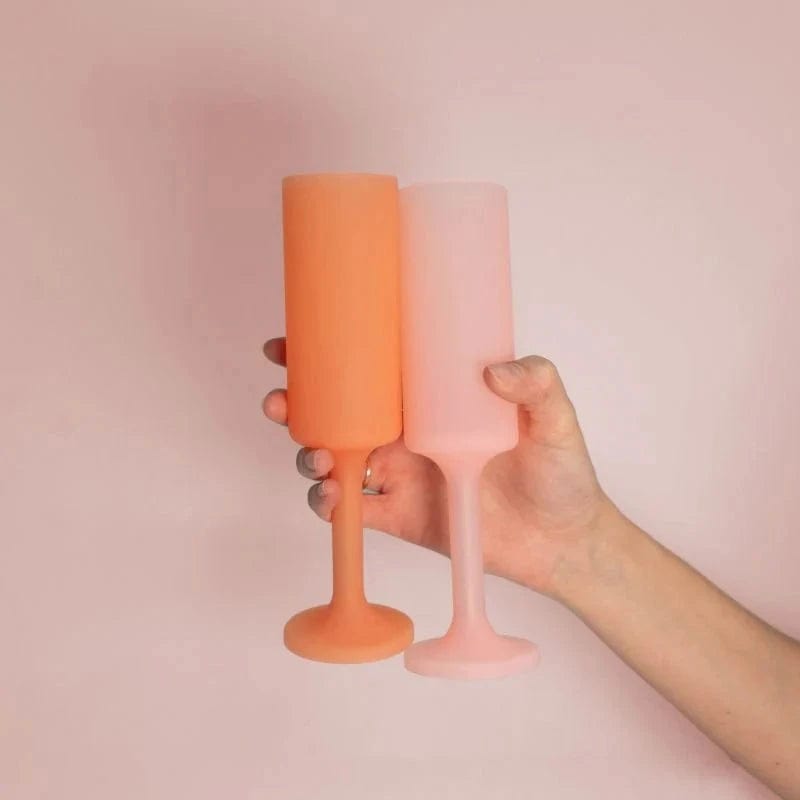 Seff Peach & Petal Silicone Champagne Flutes - Unbreakable BPA-Free Wine Glasses for Pool, Beach, Picnic & Outdoor Parties (Set of 4)
