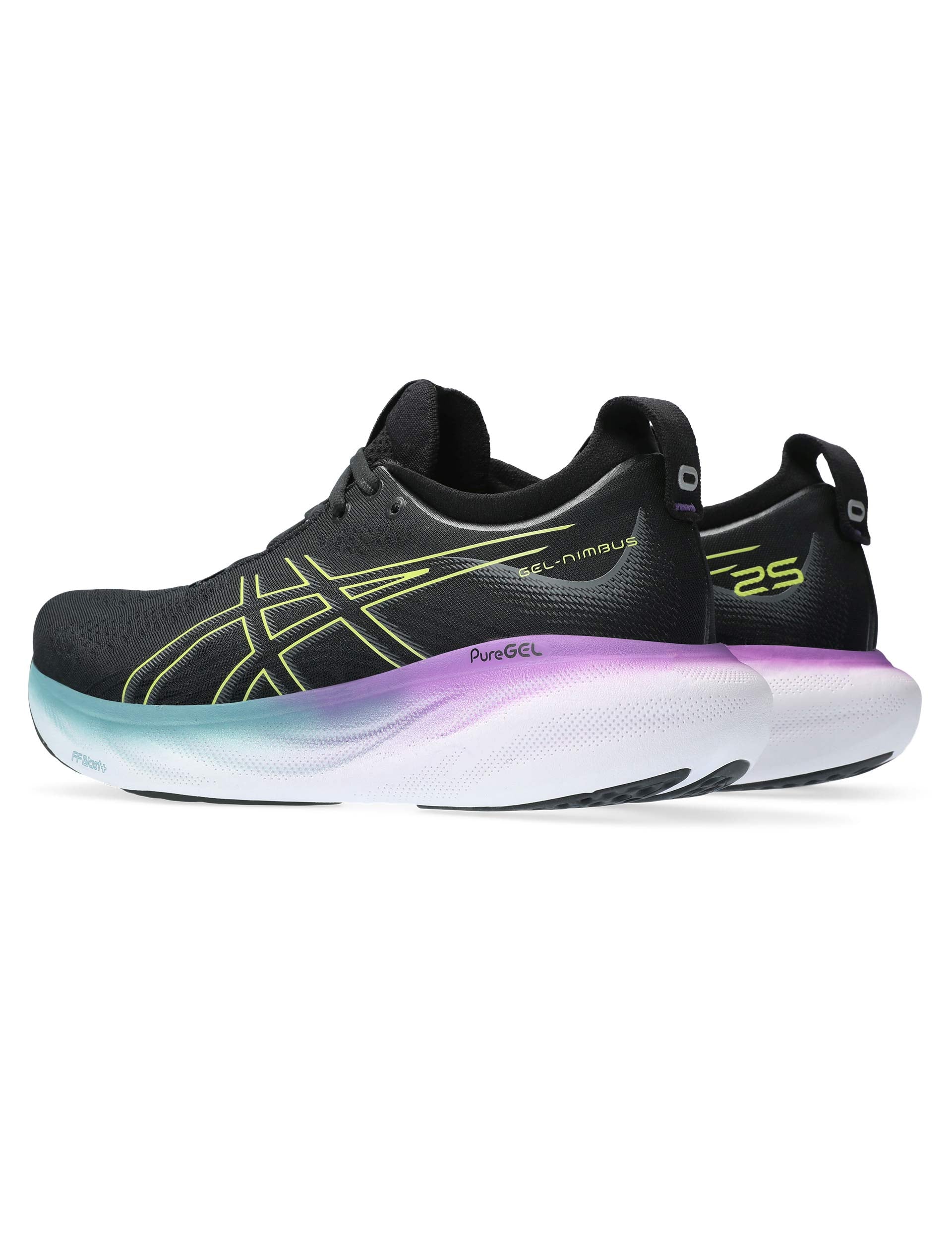 ASICS Men's Gel-Nimbus 25 Running Shoes - Black/Glow Yellow - Cushioned Road Running Sneakers for Marathon Training & Long Distance Jogging