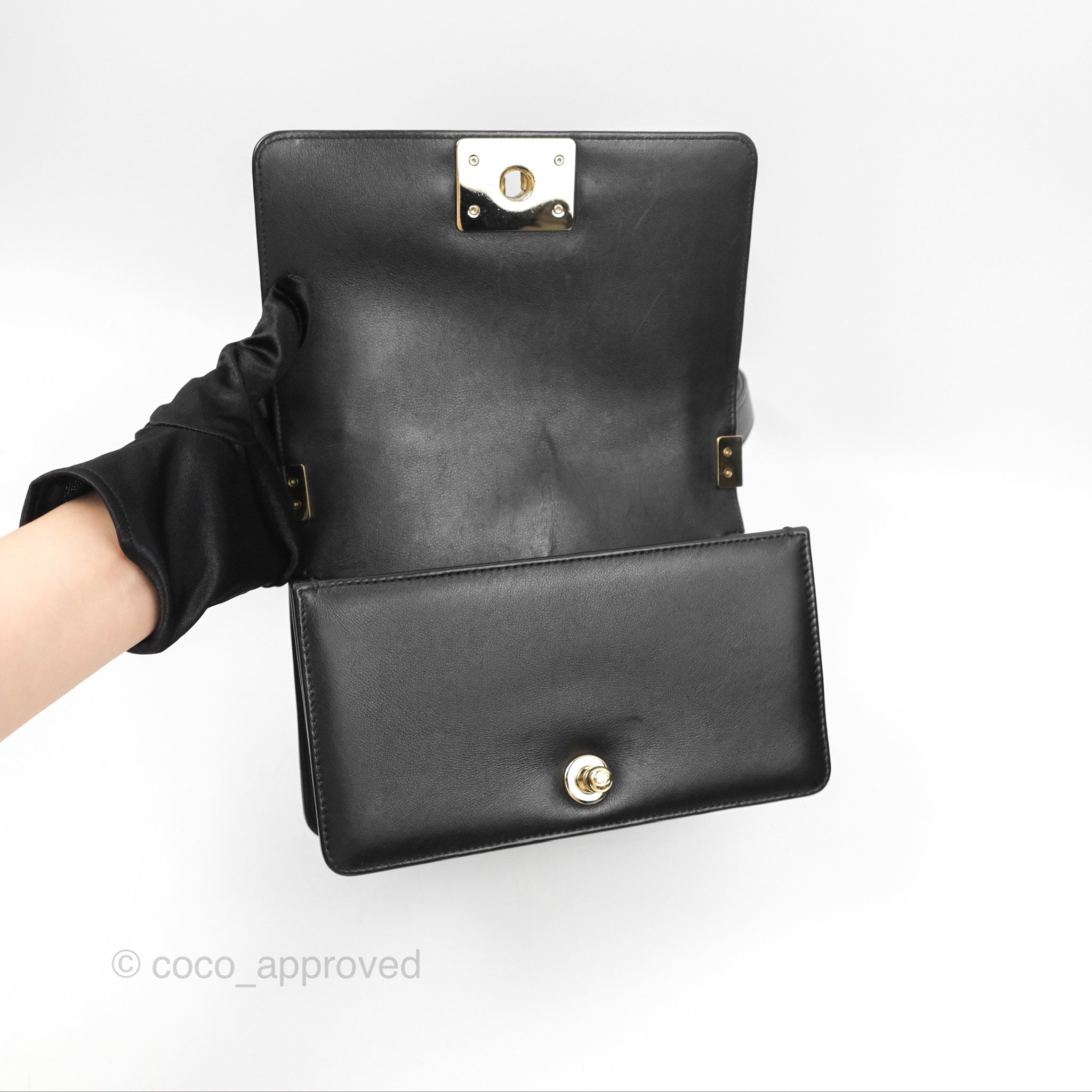 Chanel Chevron Small Boy Bag in Black Calfskin with Gold Hardware - Luxury Crossbody Bag for Women, Perfect for Evening Events & Date Nights