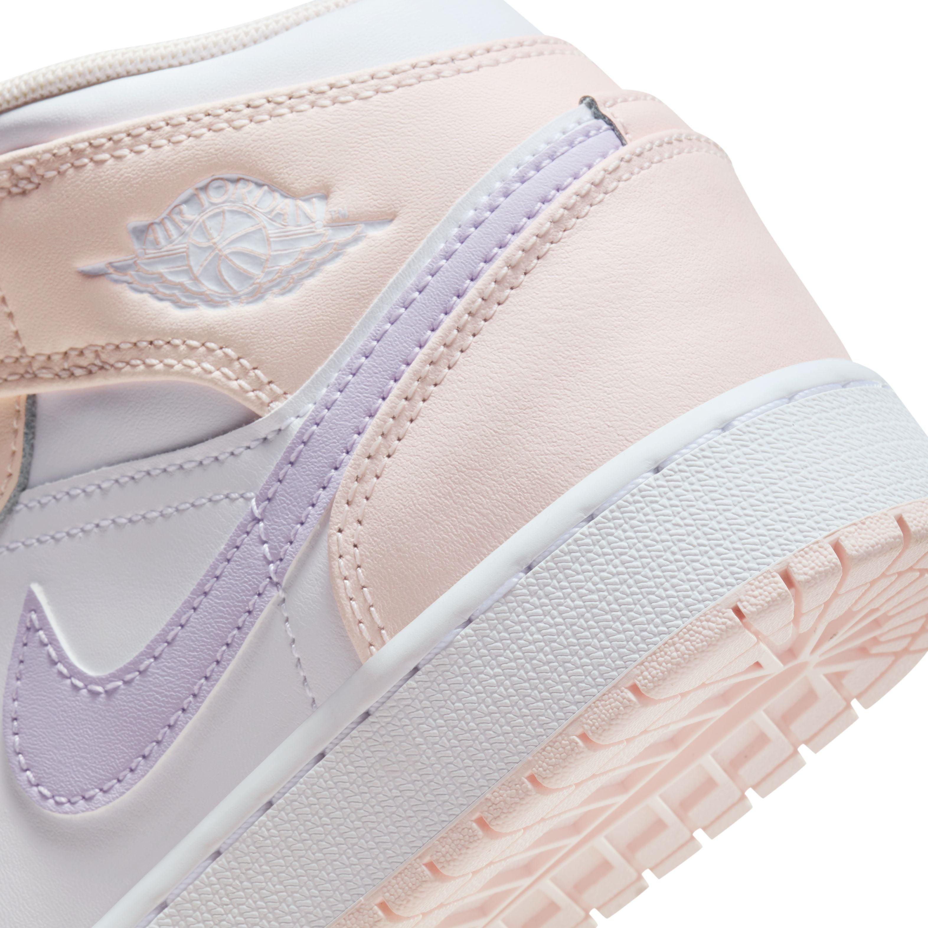 Air Jordan 1 Mid 'Pink Wash' Sneakers for Kids - Comfortable Basketball Shoes for Boys & Girls - Perfect for School, Playground & Casual Wear