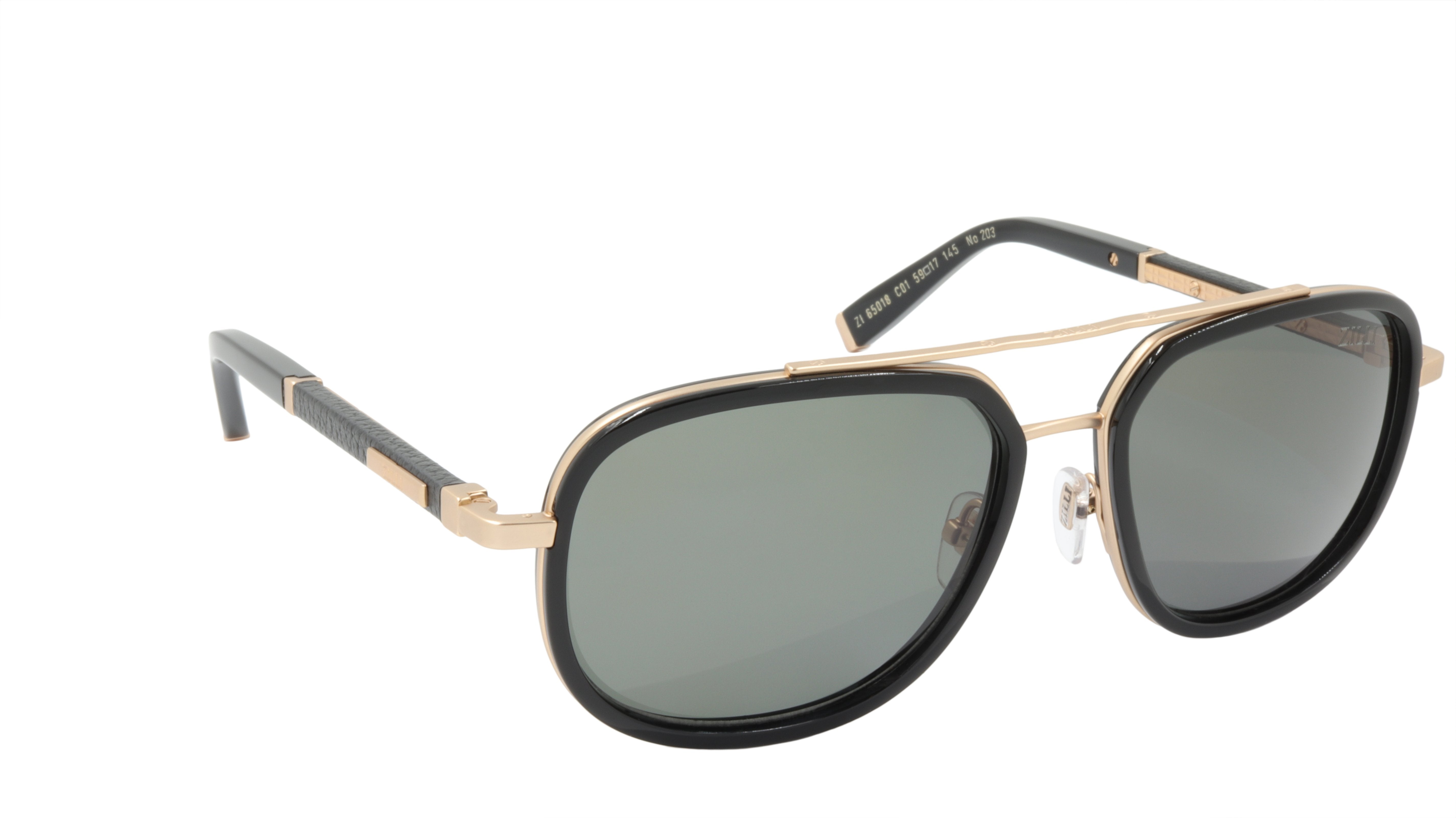 ZILLI Luxury Sunglasses for Men & Women - Titanium Acetate Frame with Genuine Leather Polarized Lenses - Handmade in France (Model ZI 65018 C01) - Perfect for Driving, Travel & Fashion Accessories