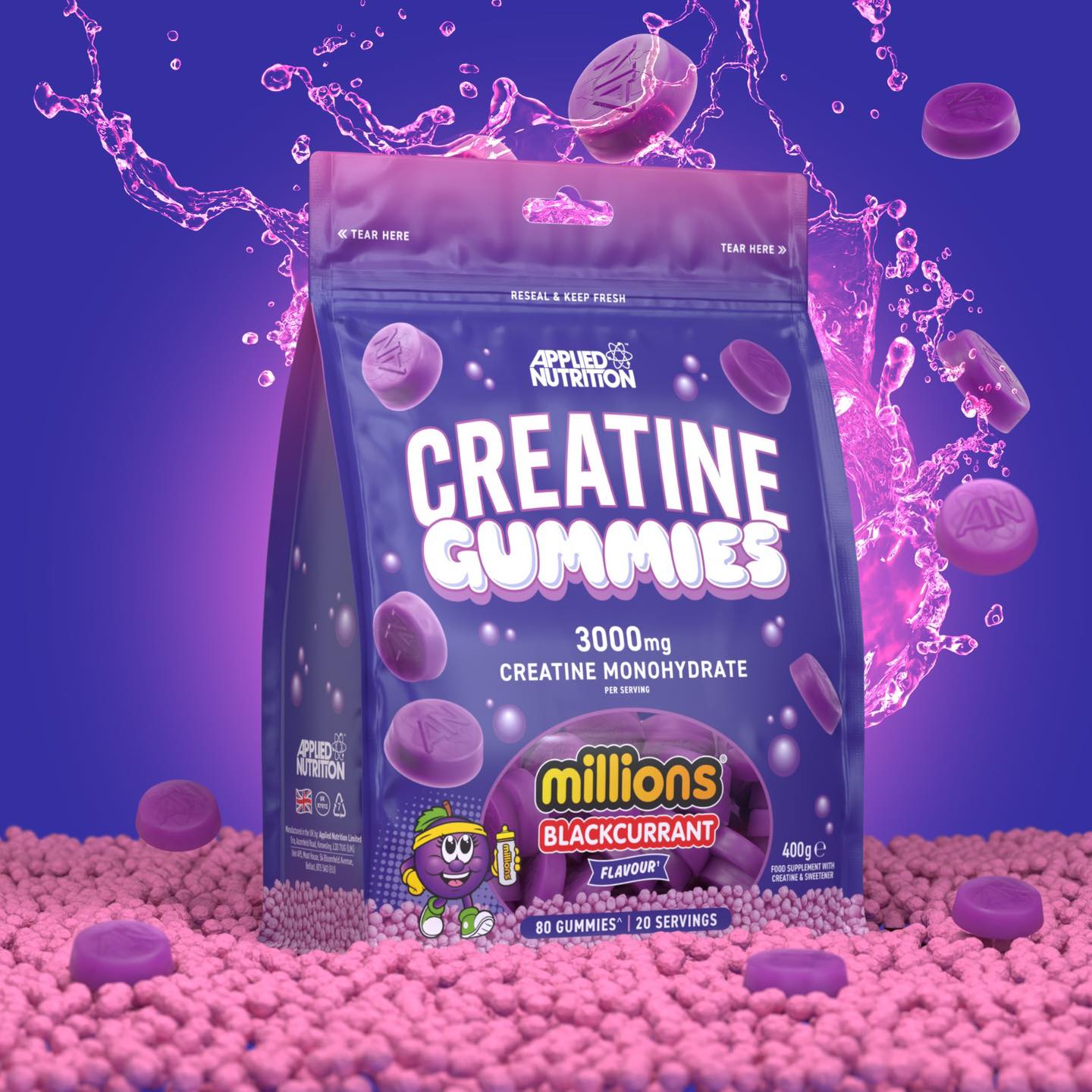 Applied Nutrition 80 Creatine Gummies for Muscle Growth & Recovery - Delicious Chewable Supplement for Athletes & Fitness Enthusiasts | Pre-Workout & Post-Workout Support